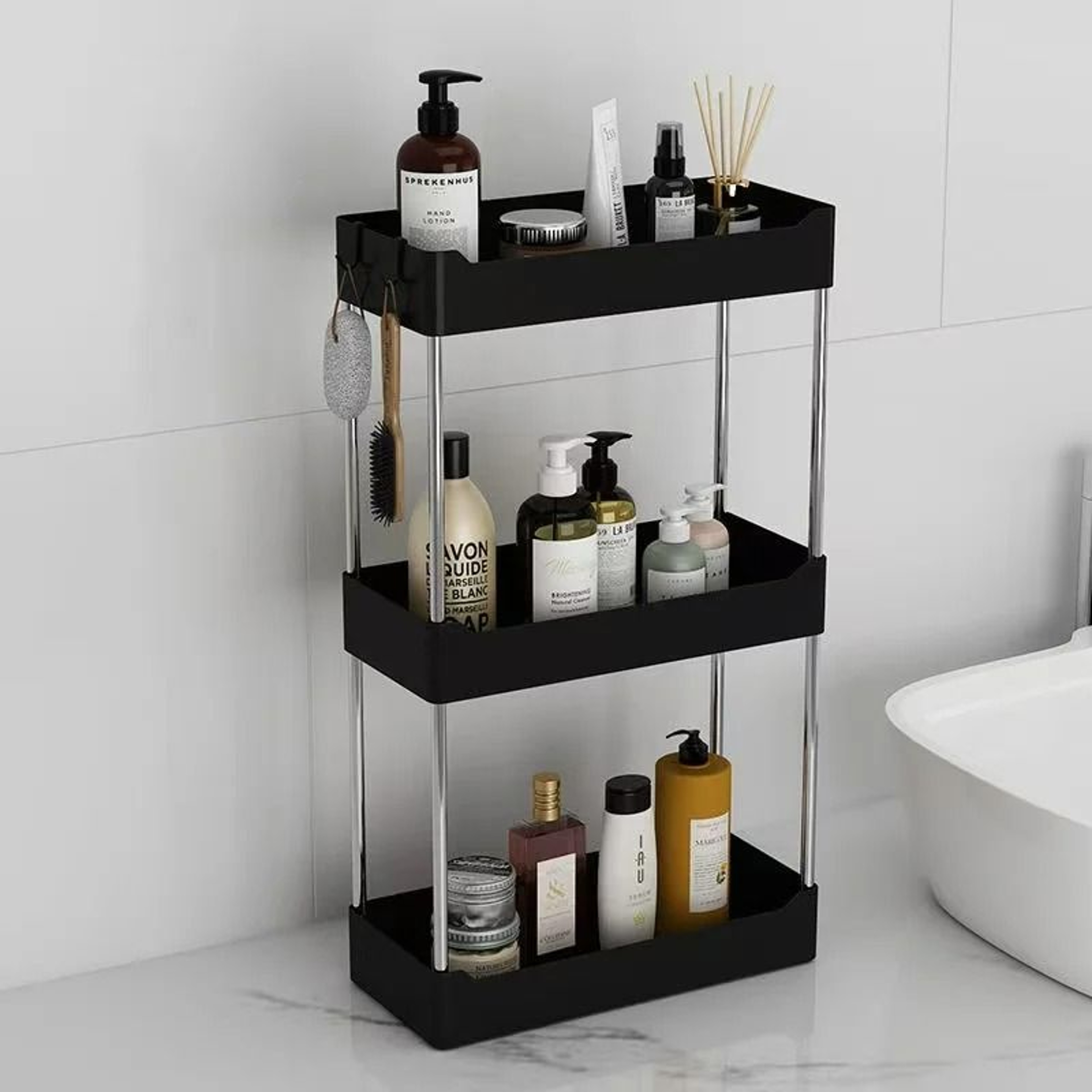 3Tier Rolling Bathroom Storage Cart And MultiPurpose Utility Organizer 2