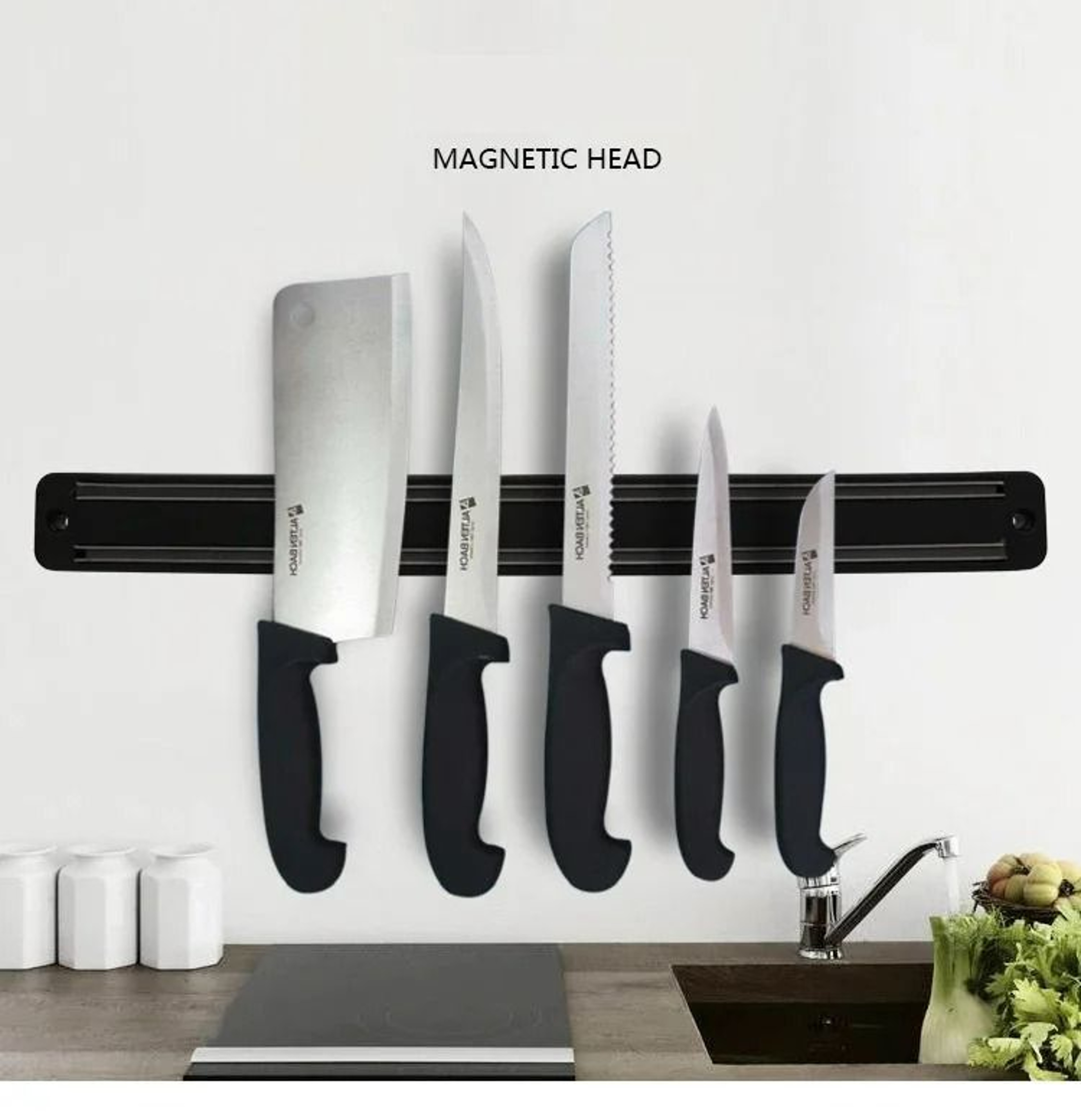 WallMounted Magnetic Knife Rack Strip And SpaceSaving Tool Holder 2