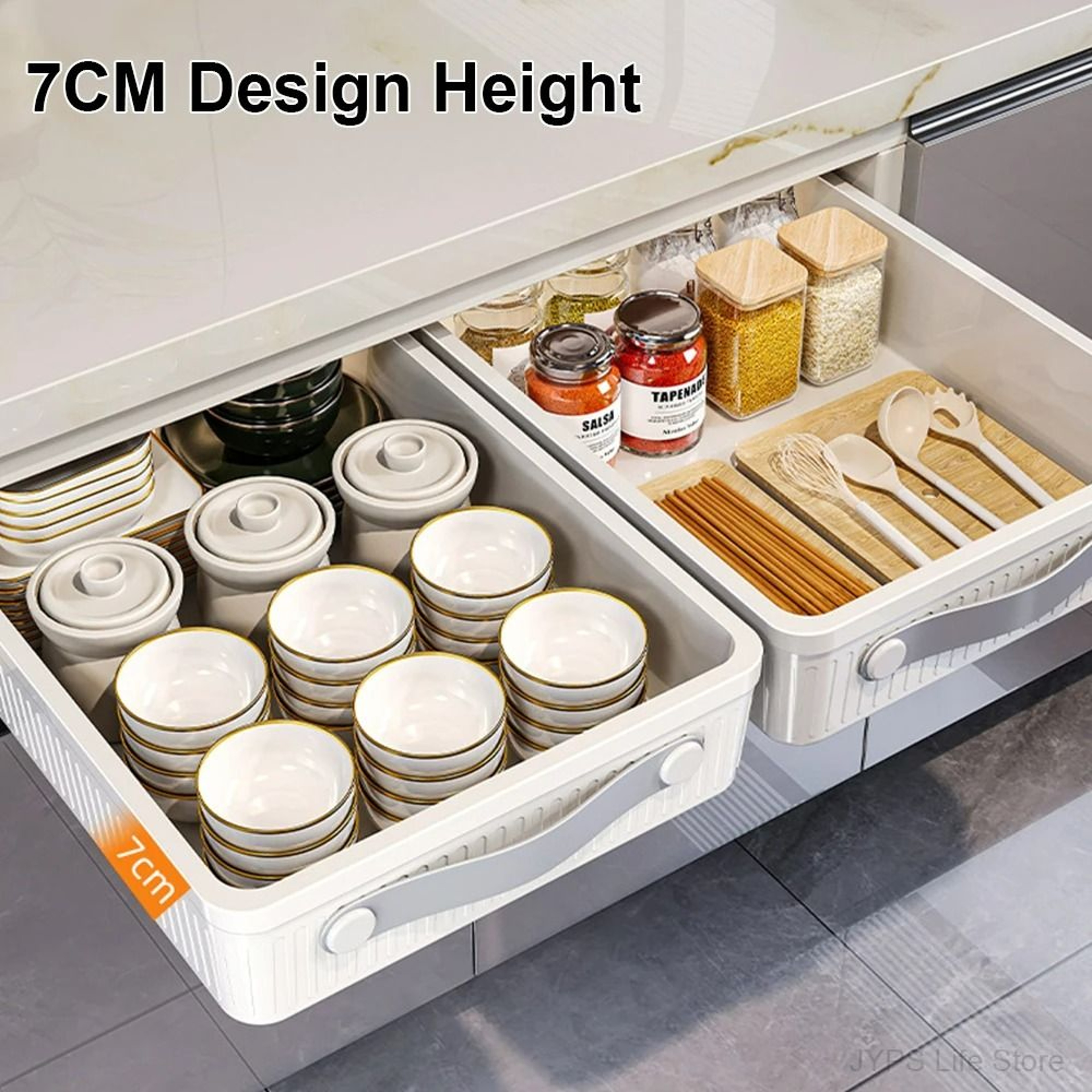 PullOut Cabinet Organizer Tray  SlideOut Kitchen Storage Shelf With Rails 5