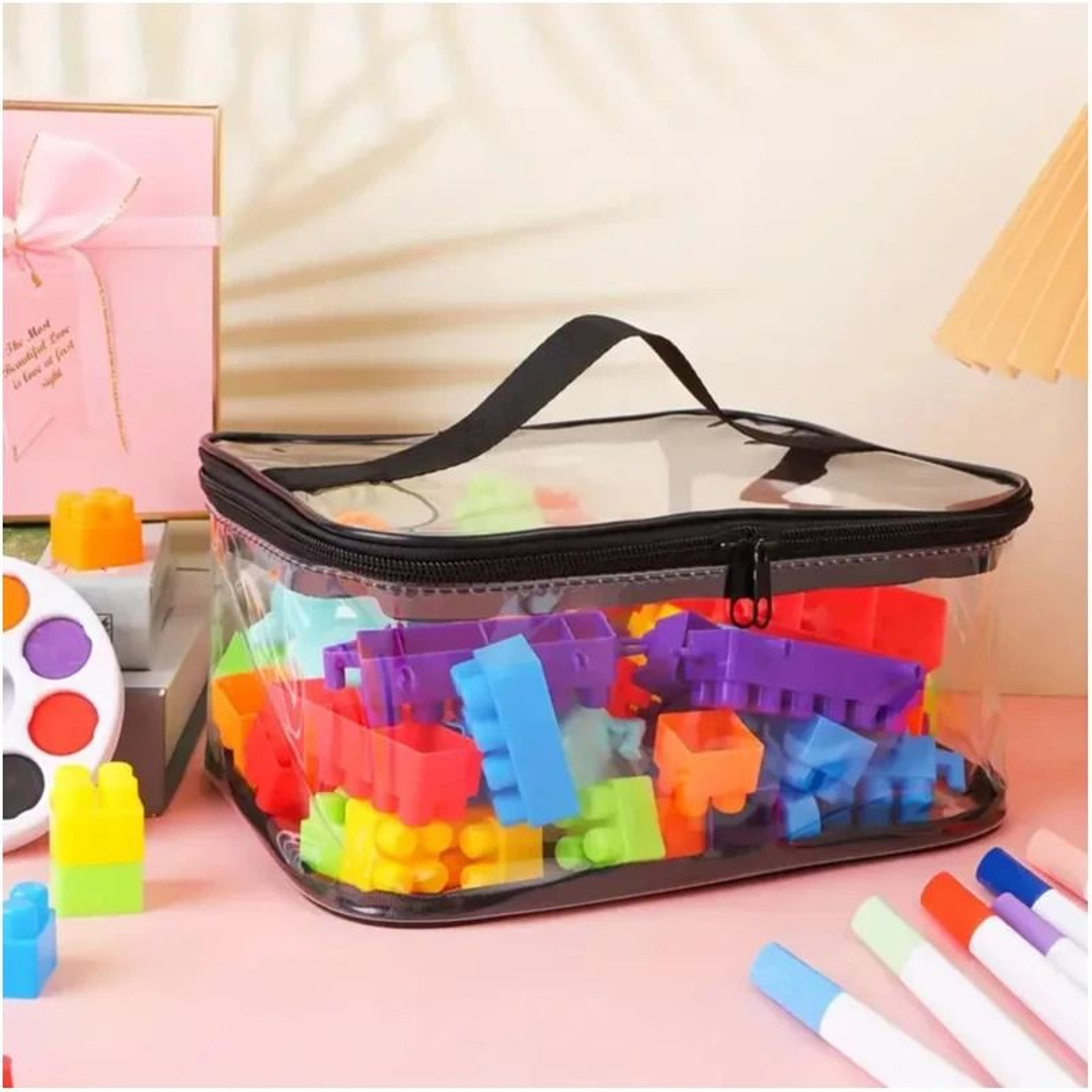 Transparent Mesh Zipper Toy Storage Bag  LargeCapacity Puzzle And Building Block Organizer Pouch 5