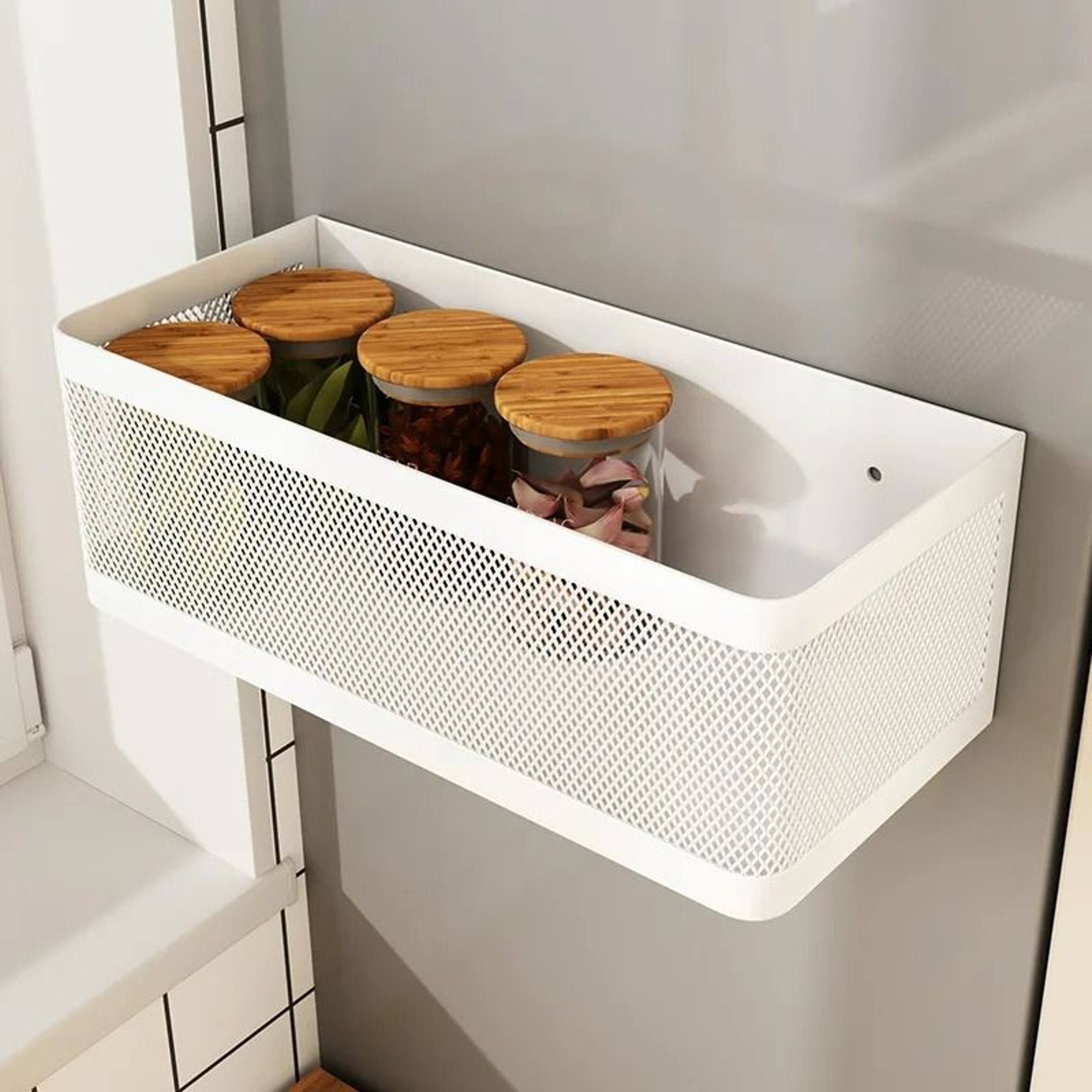 Magnetic Refrigerator Side Storage Rack  Iron SpaceSaving Side Hanging Basket Kitchen Organizer She 2