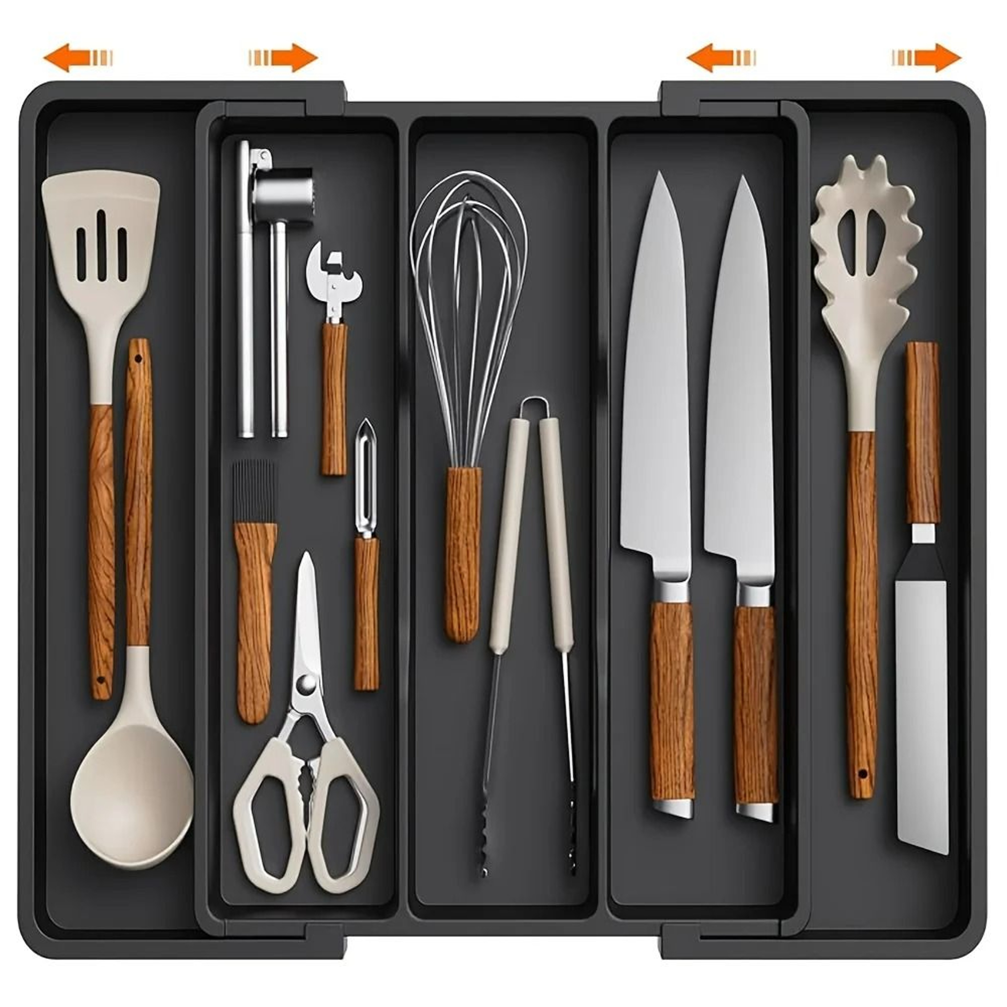 Expandable Adjustable Kitchen Utensil Organizer  Large Plastic Cutlery Holder  Drawer Divider Tray 0