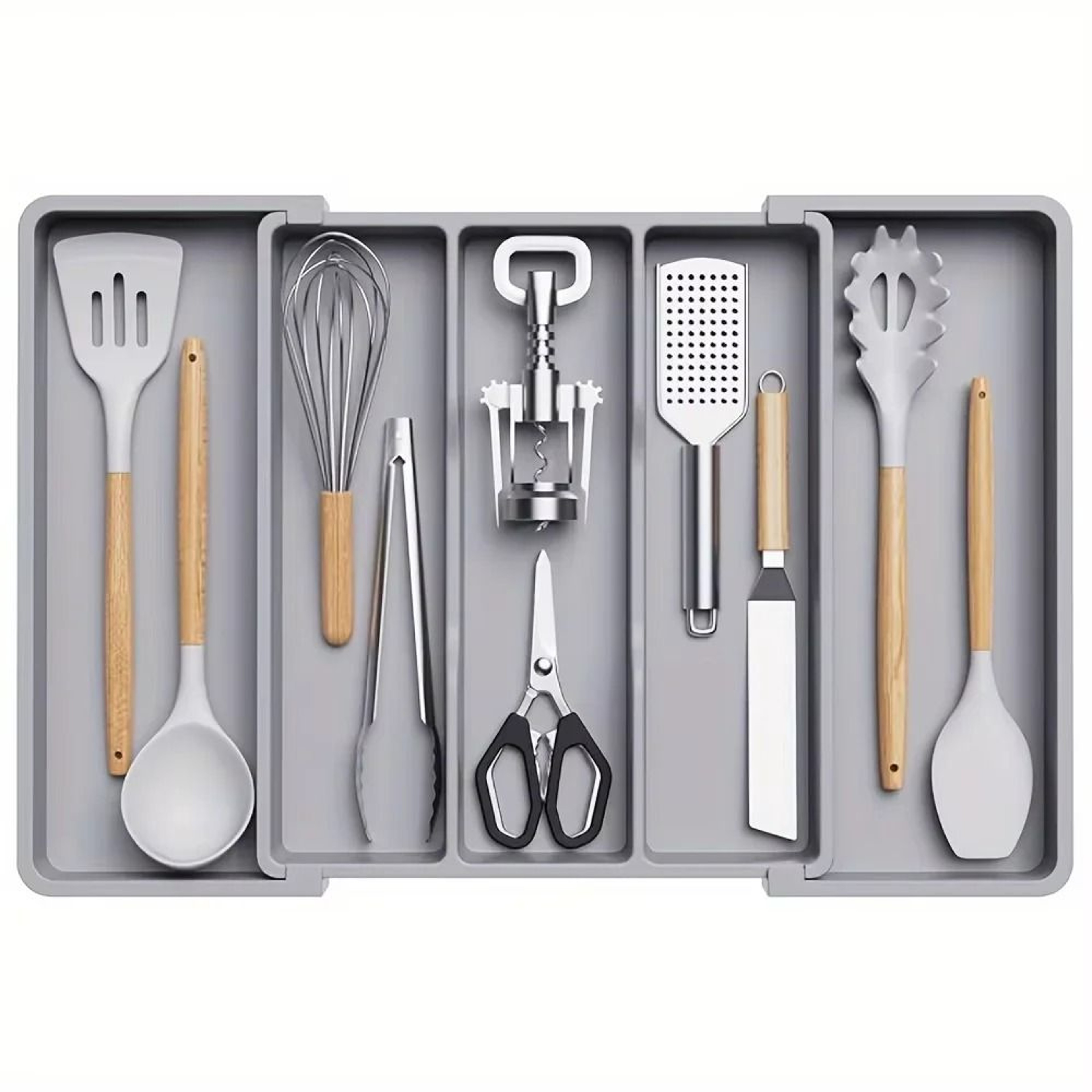 Expandable Adjustable Kitchen Utensil Organizer  Large Plastic Cutlery Holder  Drawer Divider Tray 11