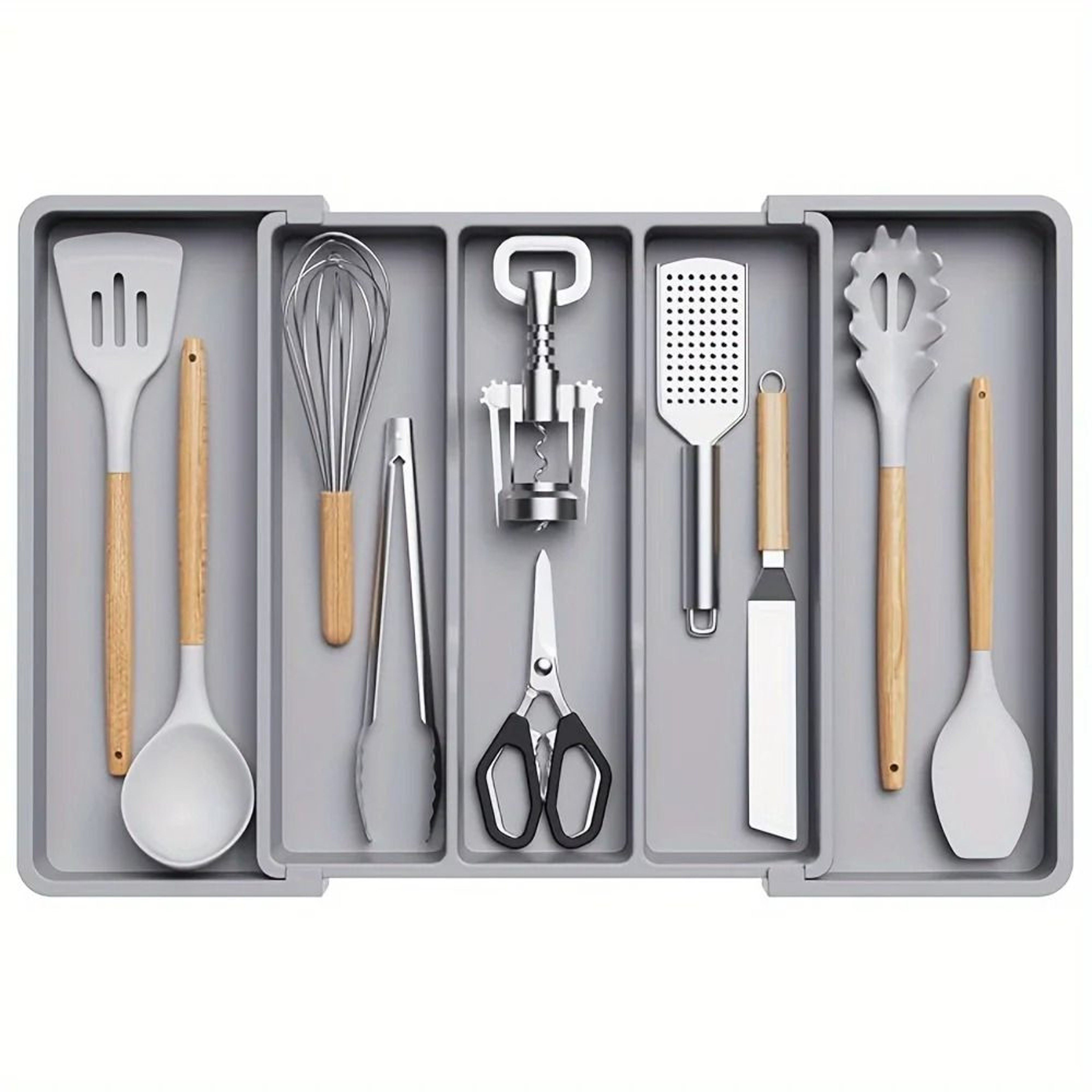 Expandable Adjustable Kitchen Utensil Organizer  Large Plastic Cutlery Holder  Drawer Divider Tray 5