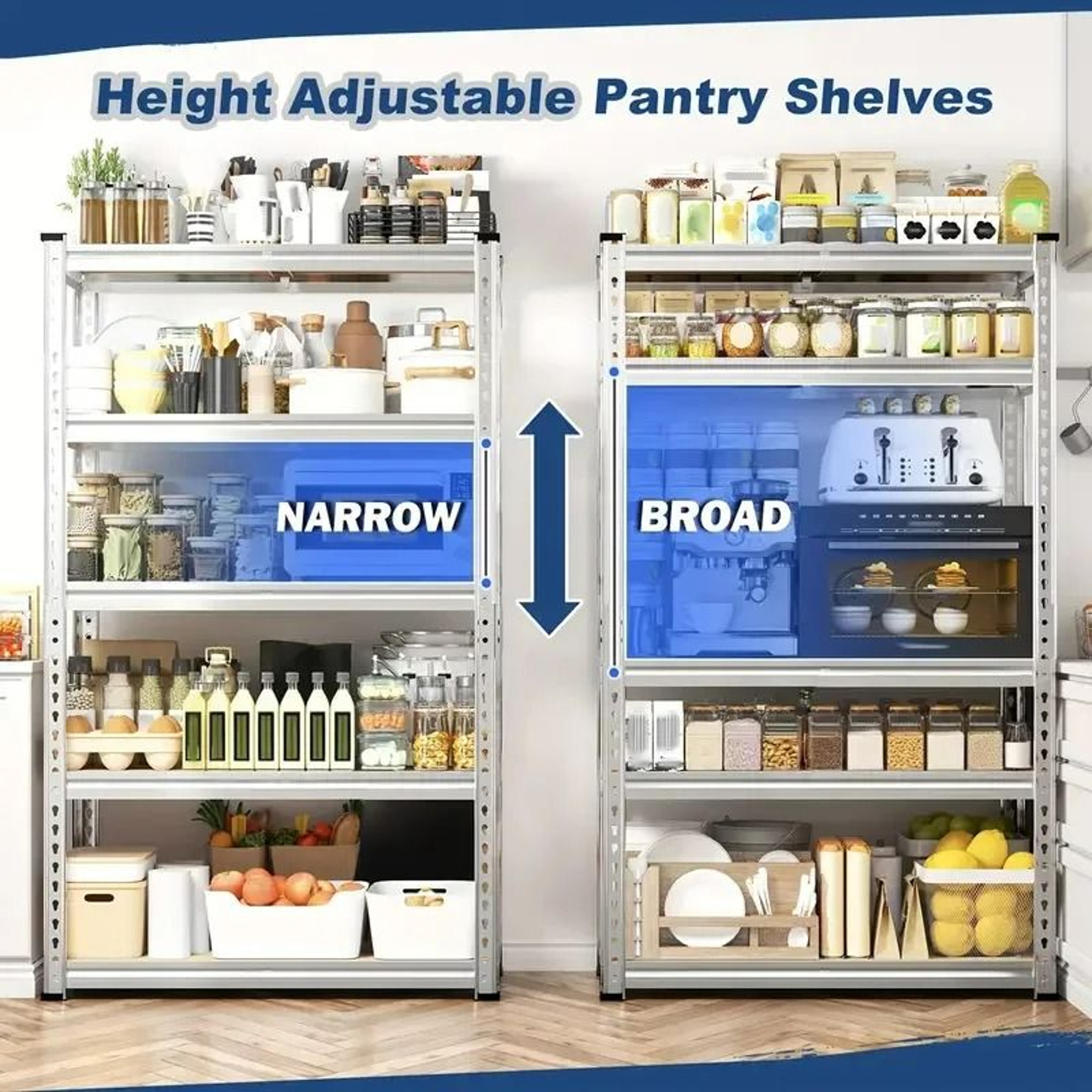 5Tier HeavyDuty Adjustable Metal Shelving Unit  MultiPurpose Garage Kitchen And Bedroom Storage Rac 2