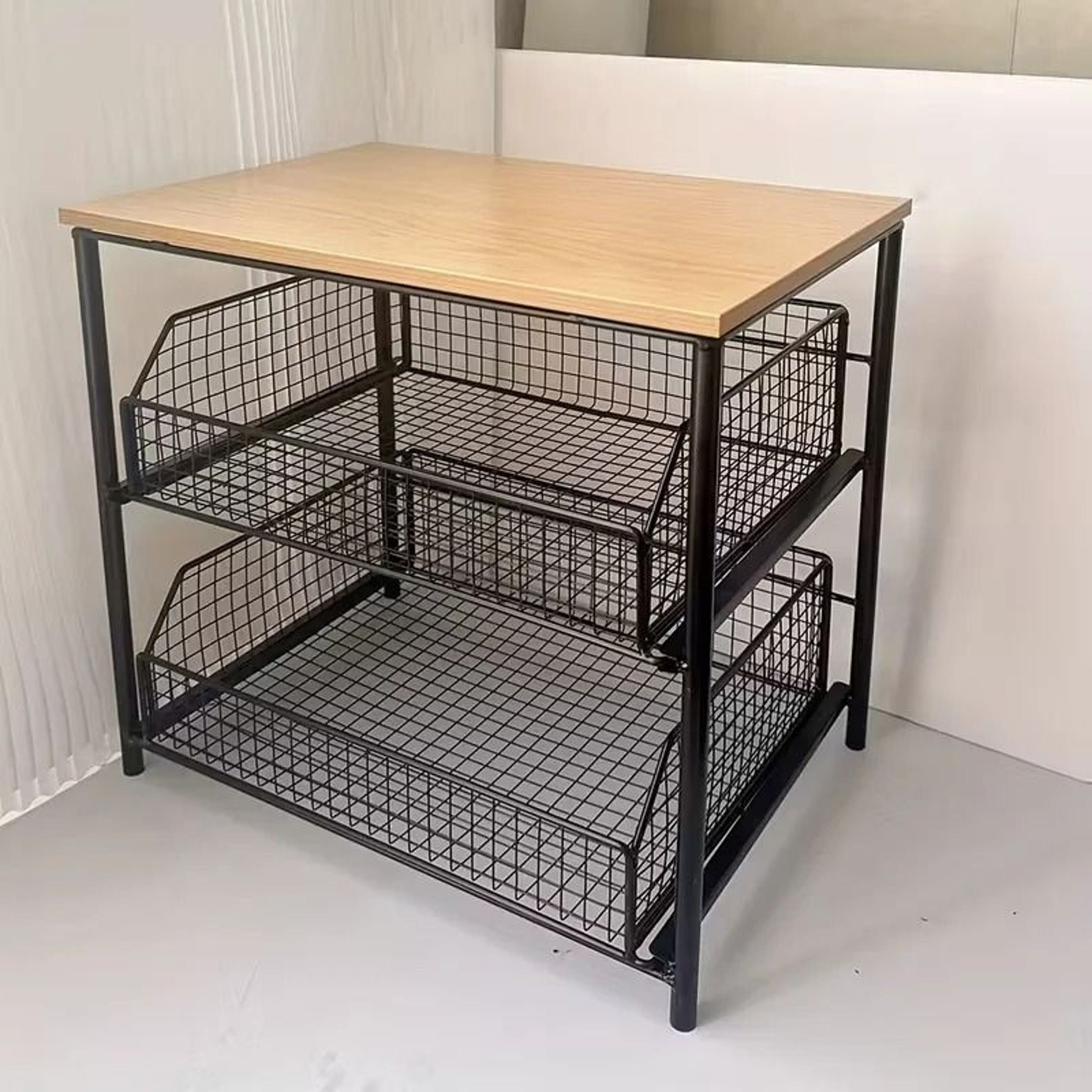 MultiLayer Kitchen Countertop Storage Rack  SpaceSaving Desktop Organizer With Drawers  Metal Baske 7