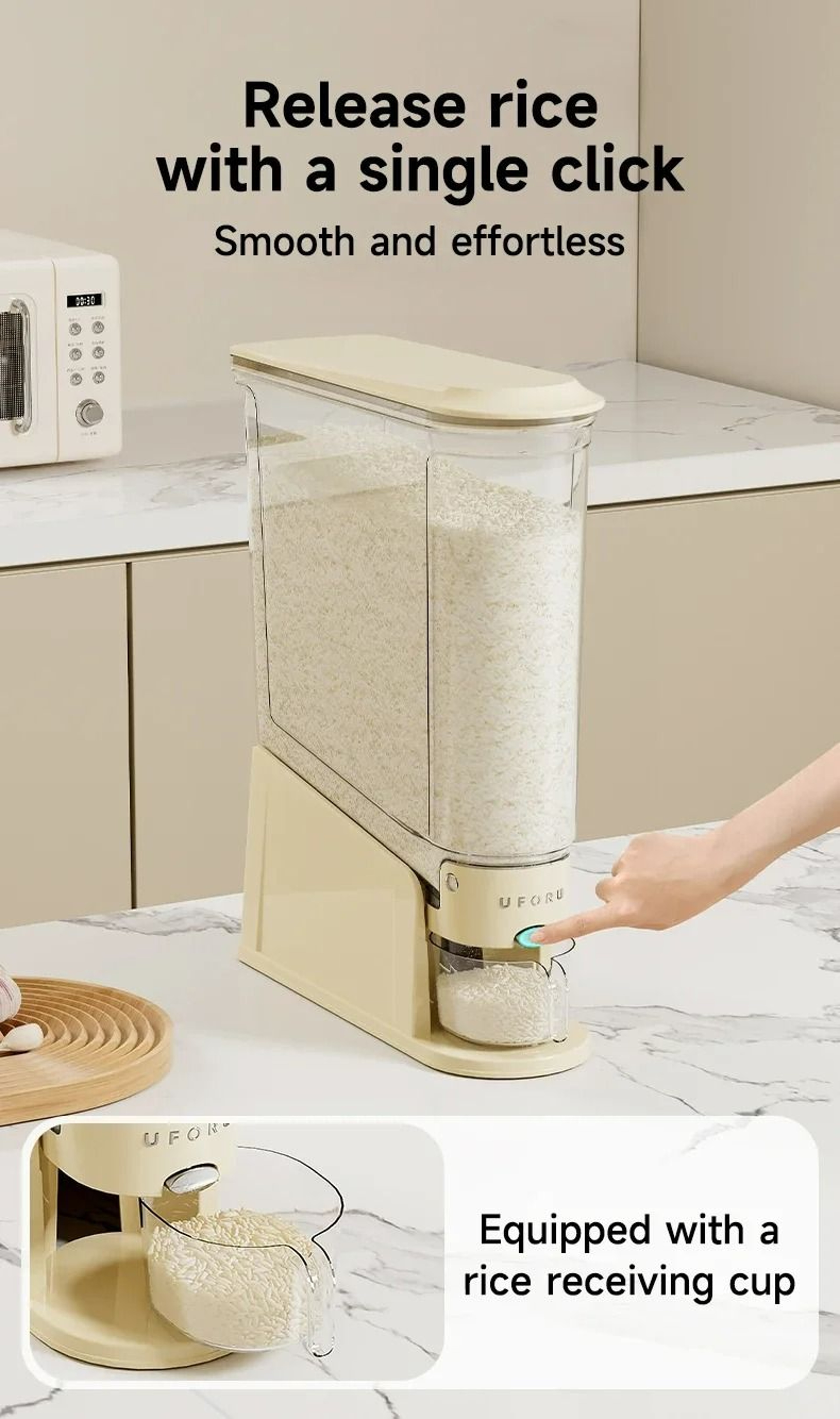Sealed Rice Bucket Dispenser With Measuring Cup 4