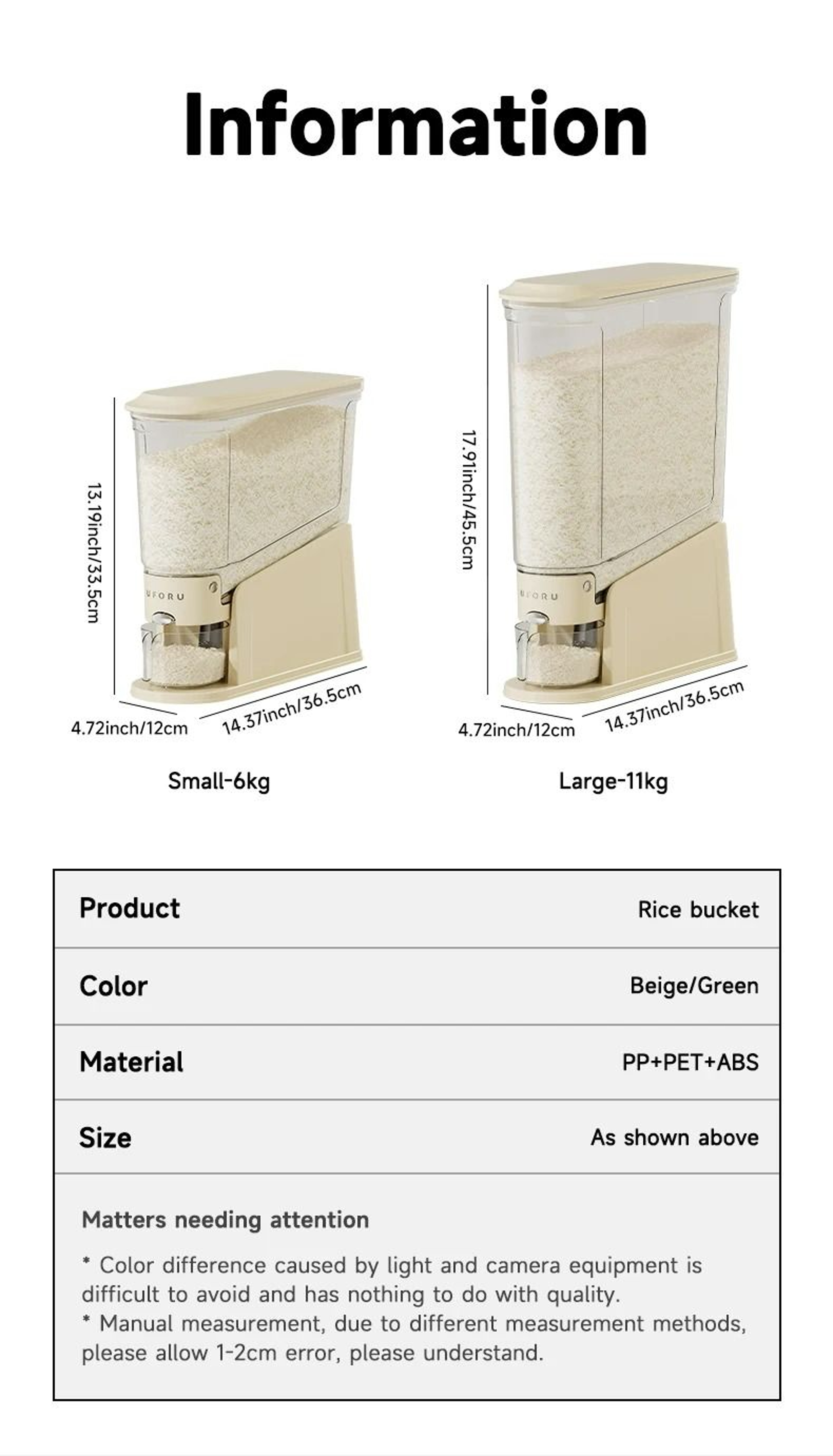 Sealed Rice Bucket Dispenser With Measuring Cup 6