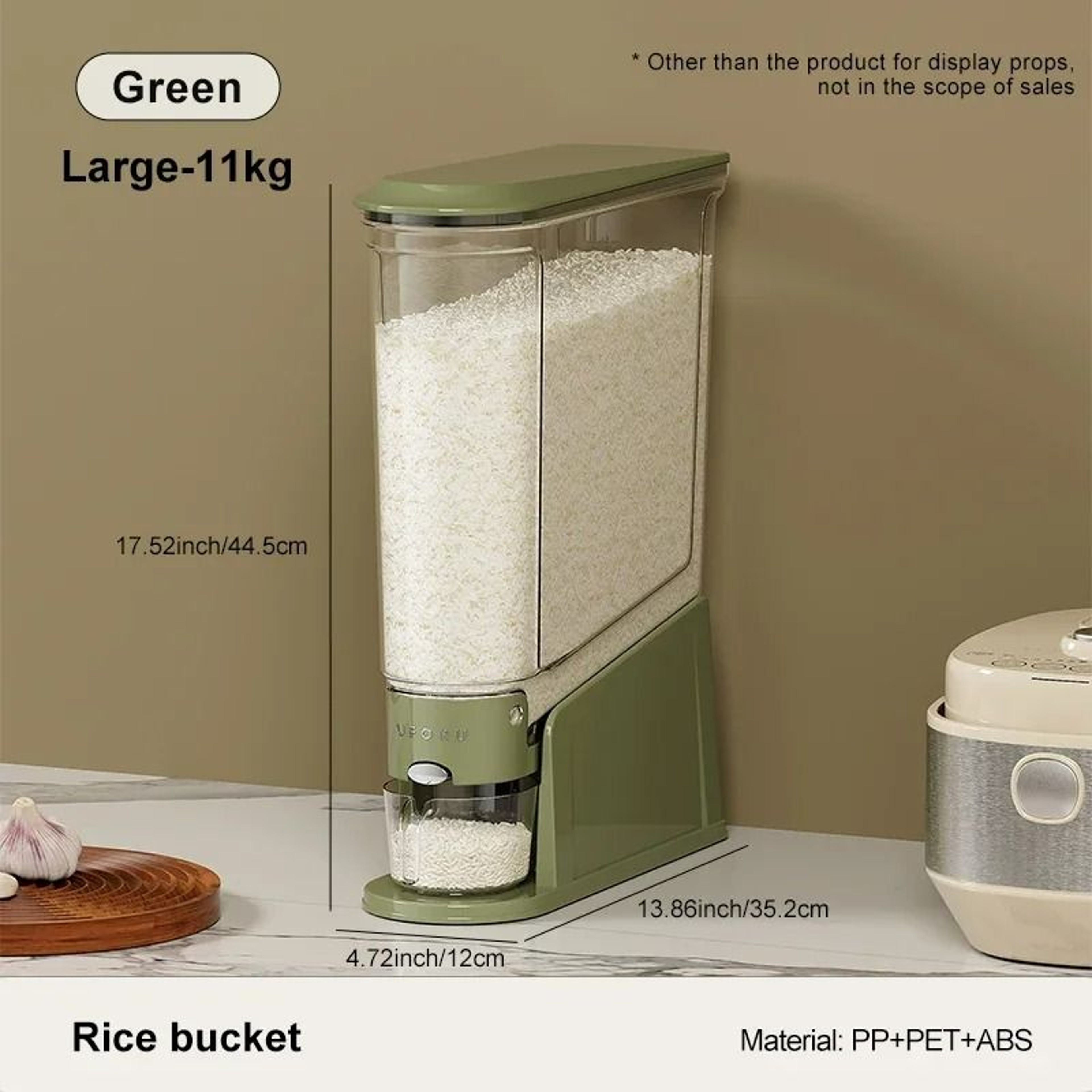 Sealed Rice Bucket Dispenser With Measuring Cup 8