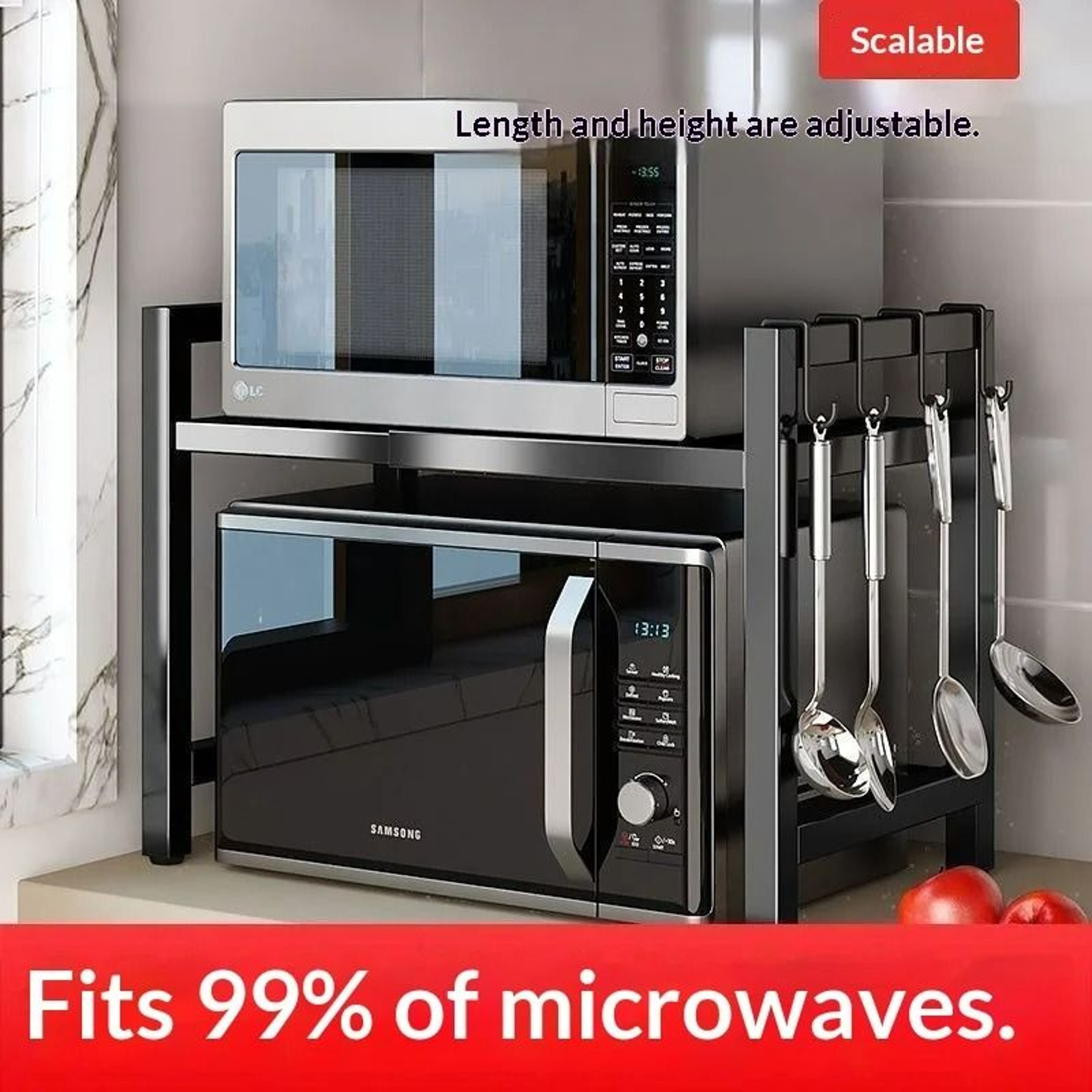 Telescopic Countertop Microwave  Oven Storage Rack 2