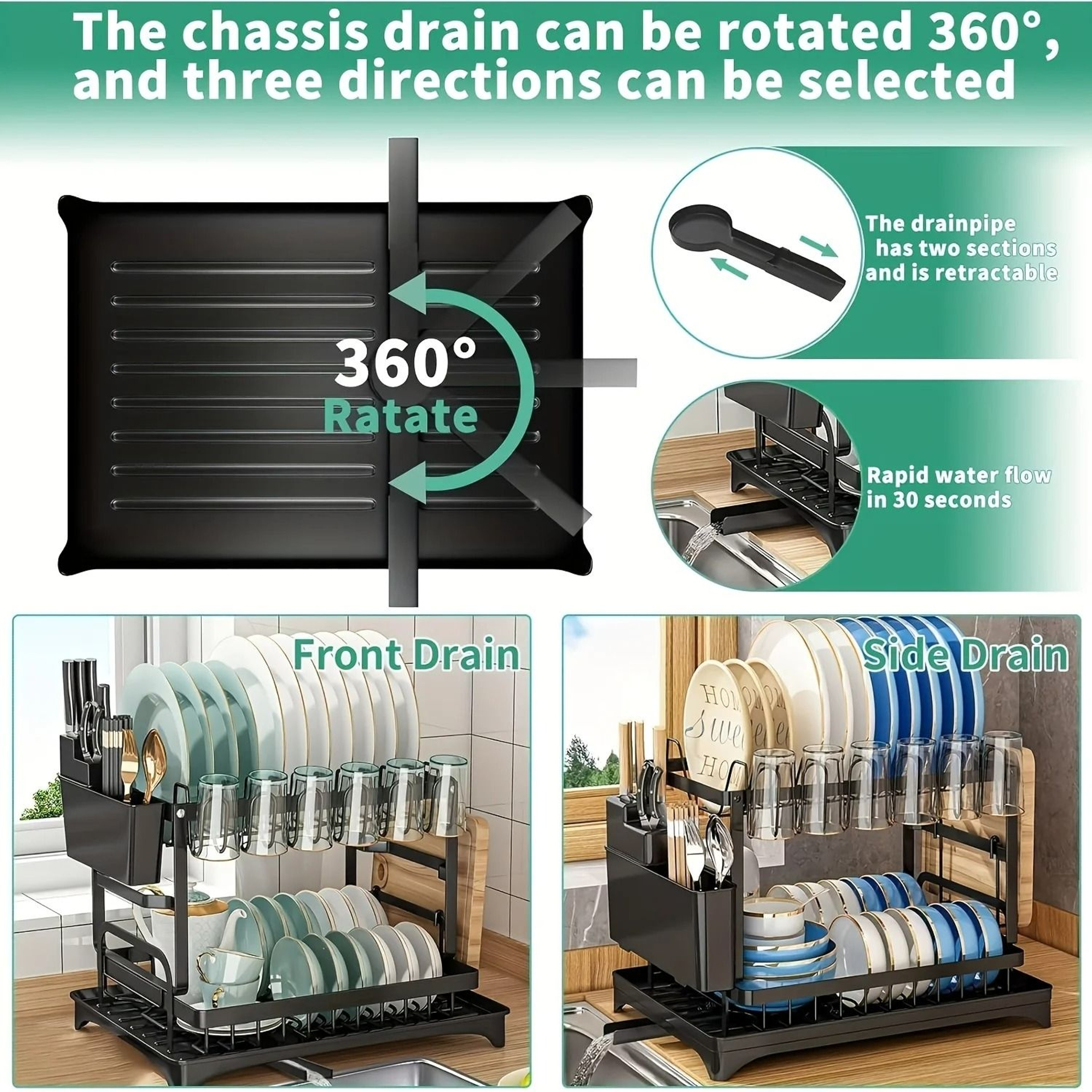 DoubleLayer Metal Tableware Rack With Drainboard 3