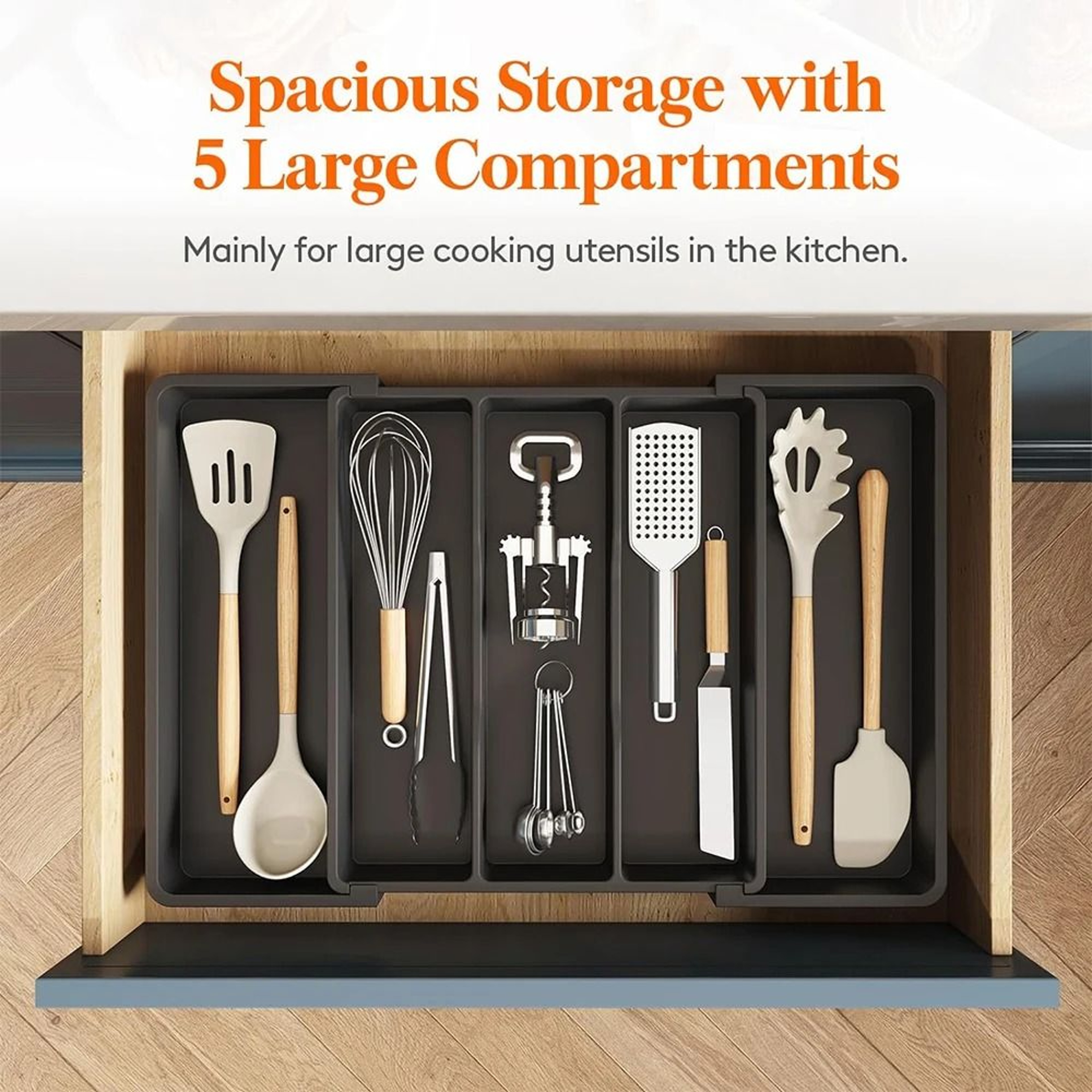 Expandable Cooking Utensil Organizer Tray 2