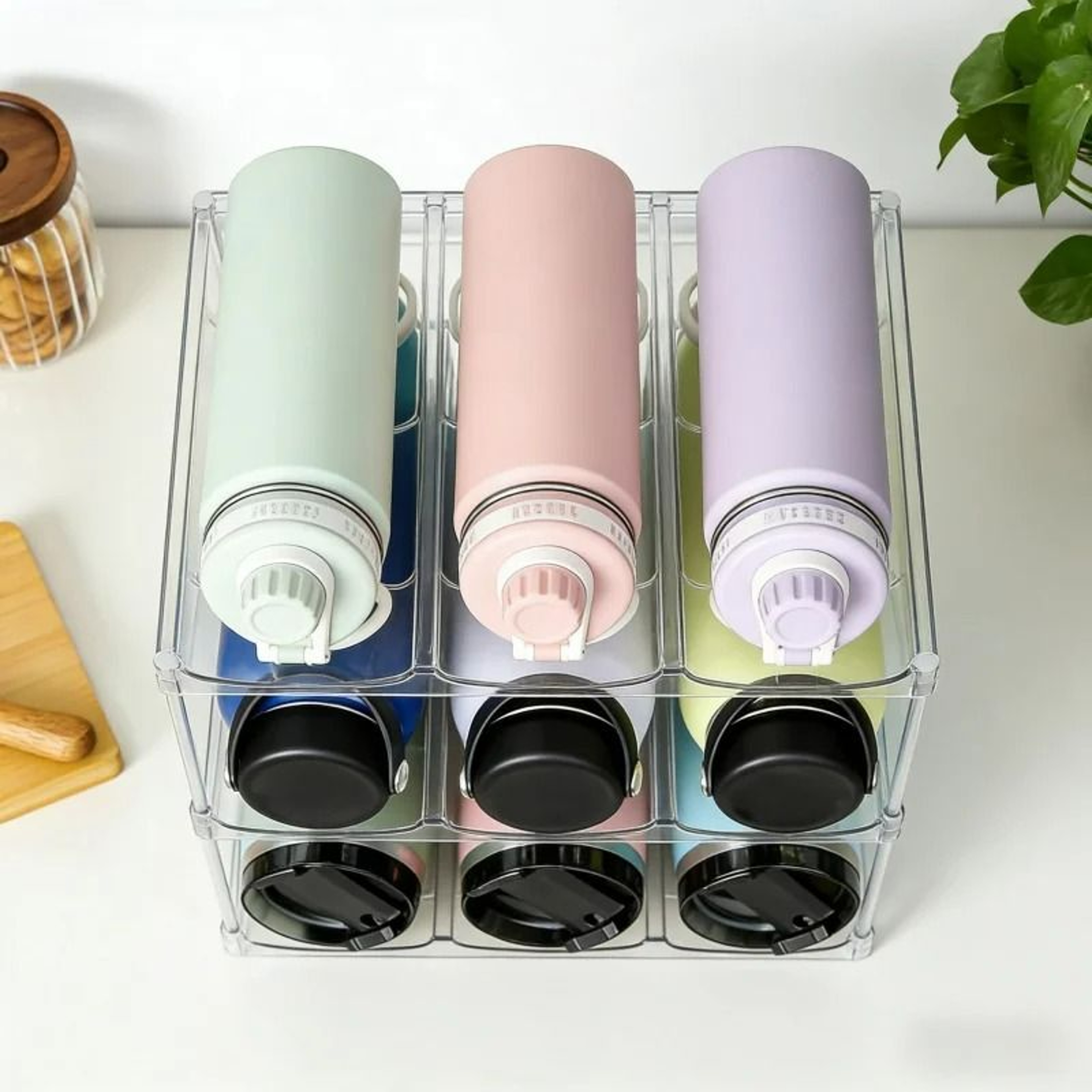 Stackable Clear Tumbler  WideDiameter Water Bottle Rack 0