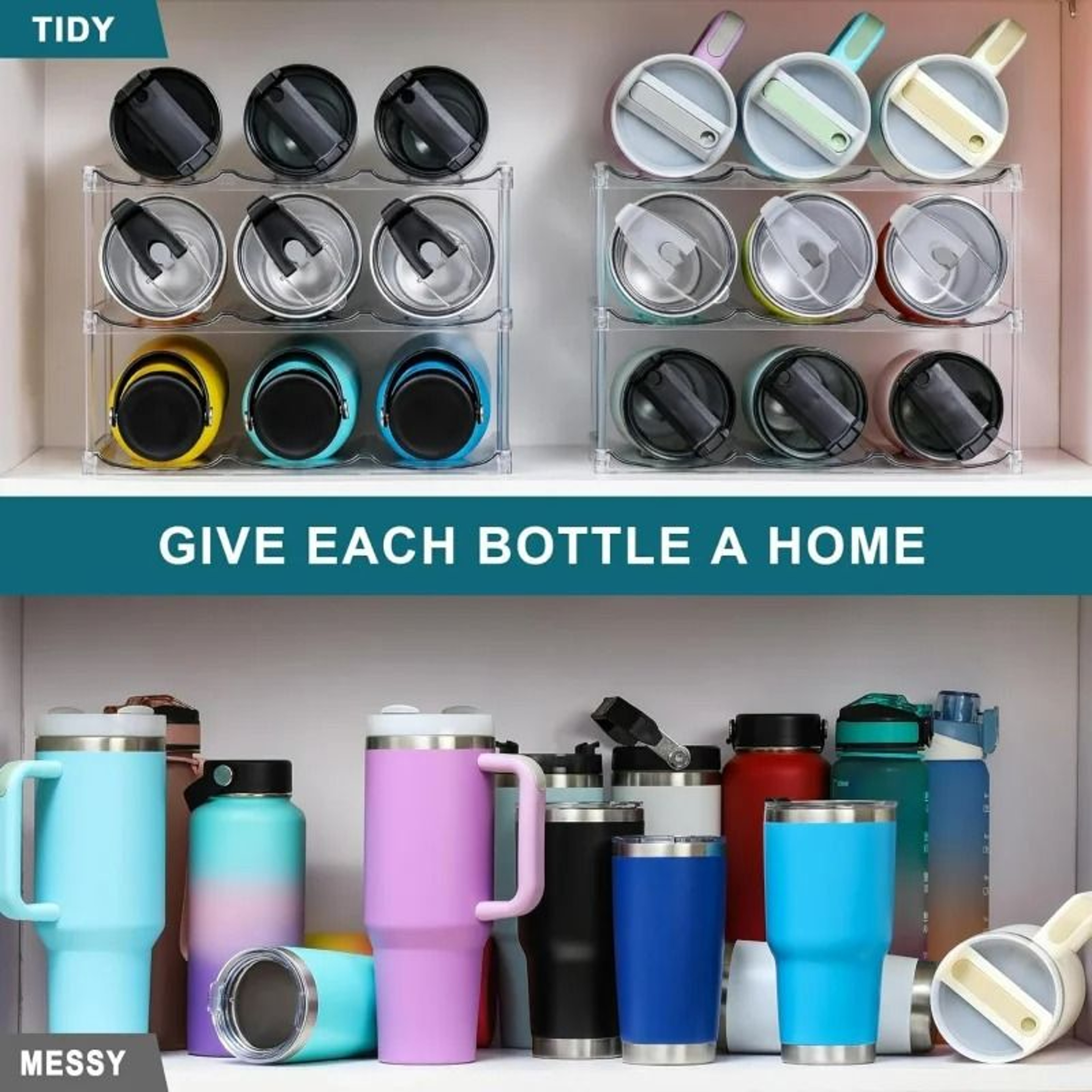 Stackable Clear Tumbler  WideDiameter Water Bottle Rack 3