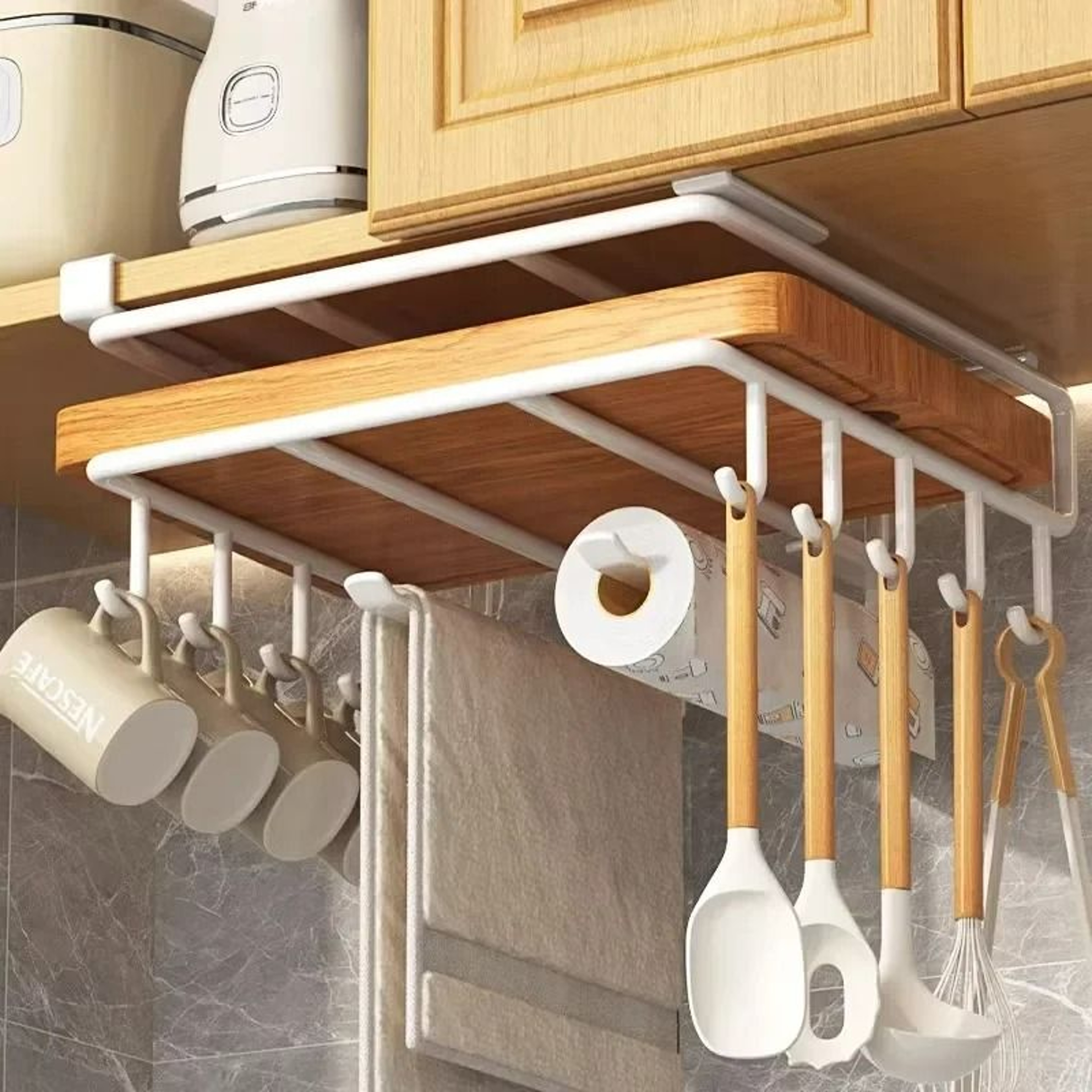 UnderShelf Cutting Board  Utility Mug Hanger Rack 2