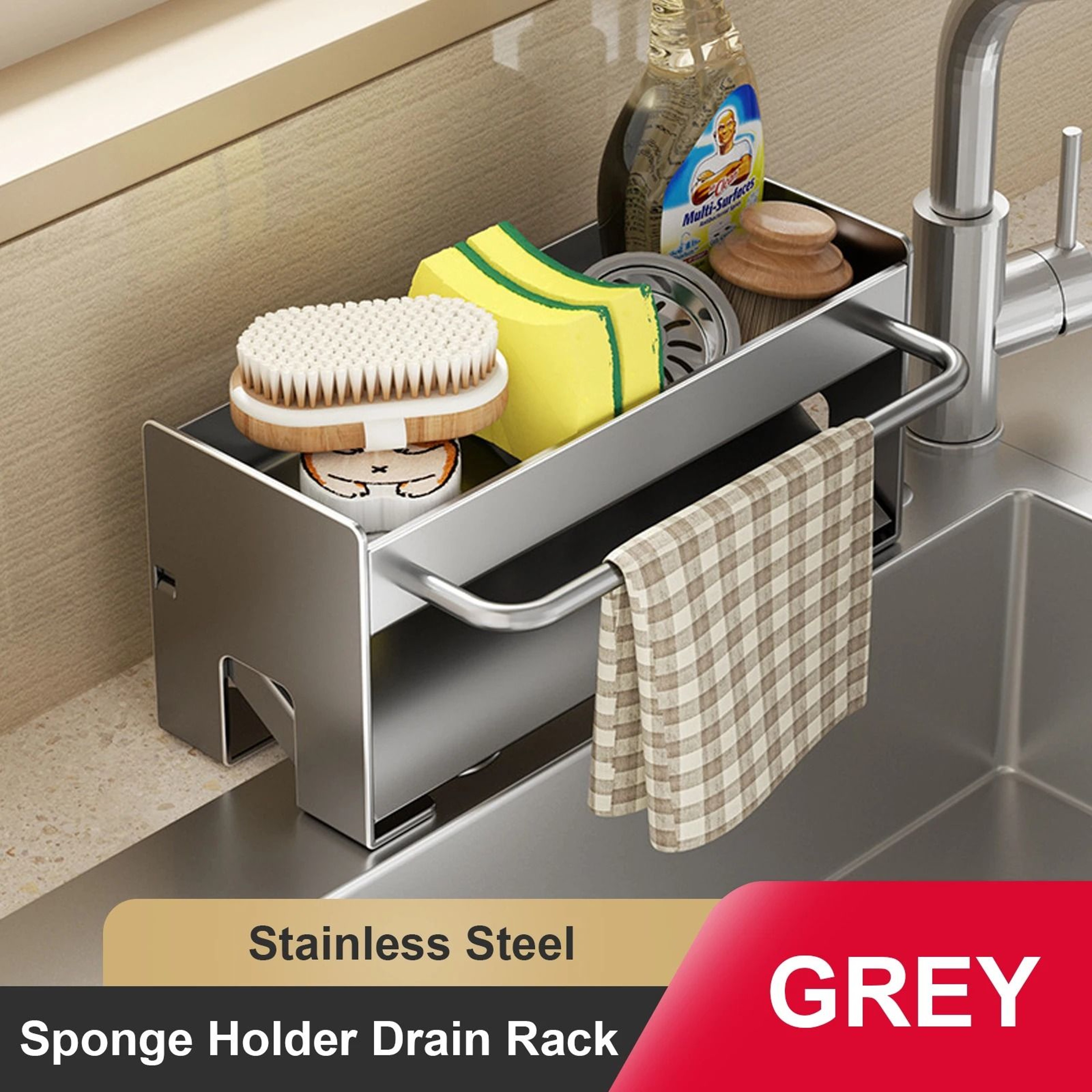 Carbon Steel Sink Drain Rack  Sponge Holder 9