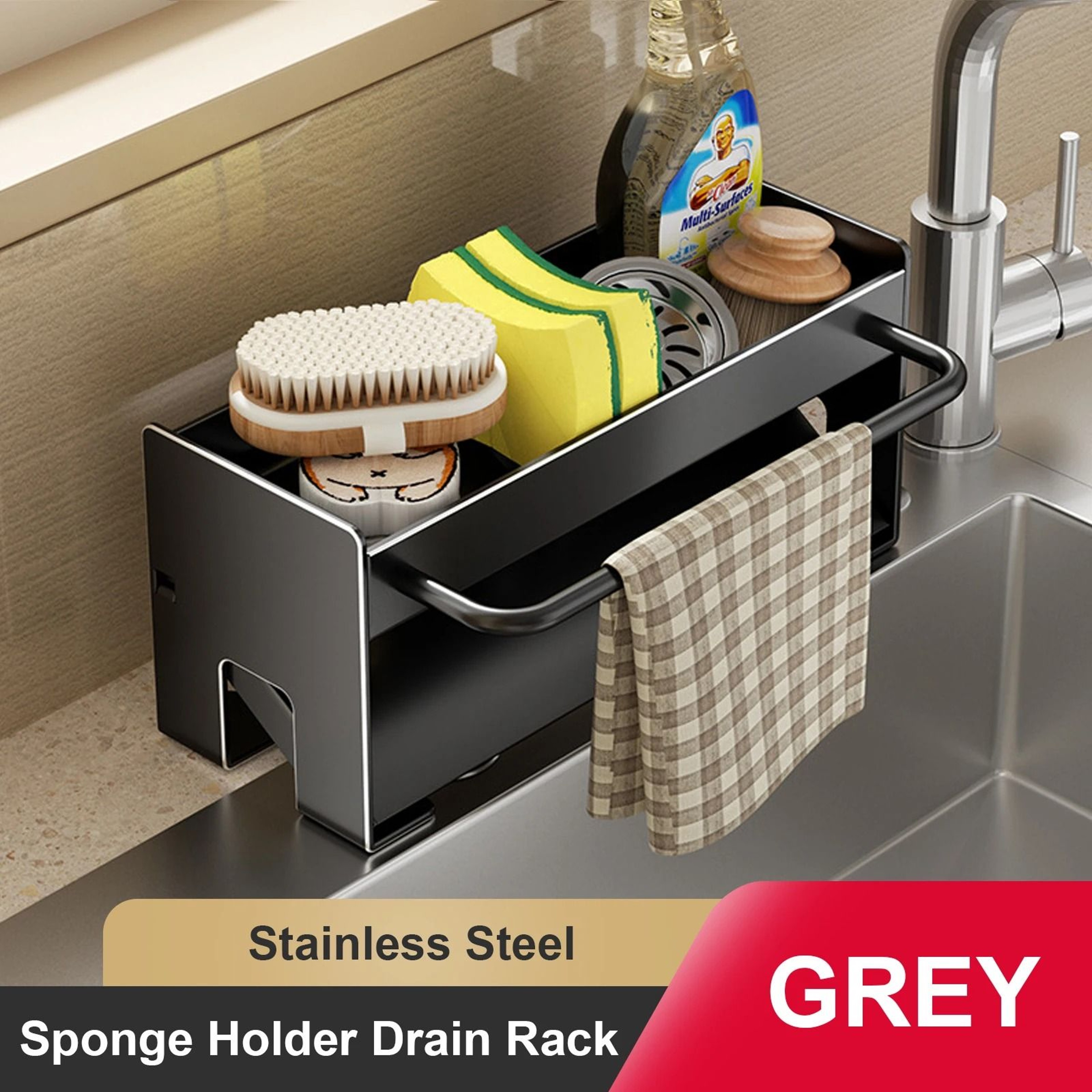 Carbon Steel Sink Drain Rack  Sponge Holder 7