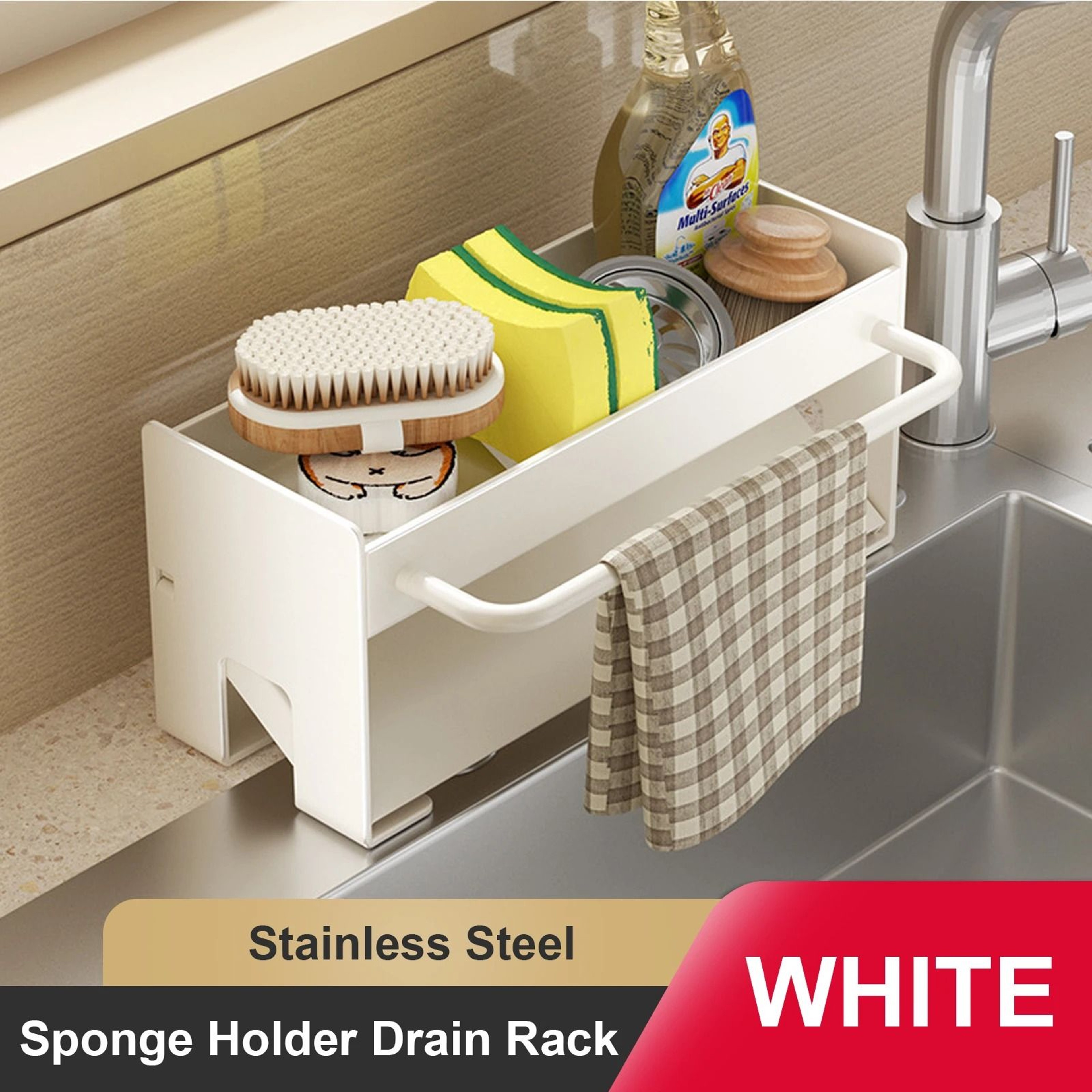 Carbon Steel Sink Drain Rack  Sponge Holder 8