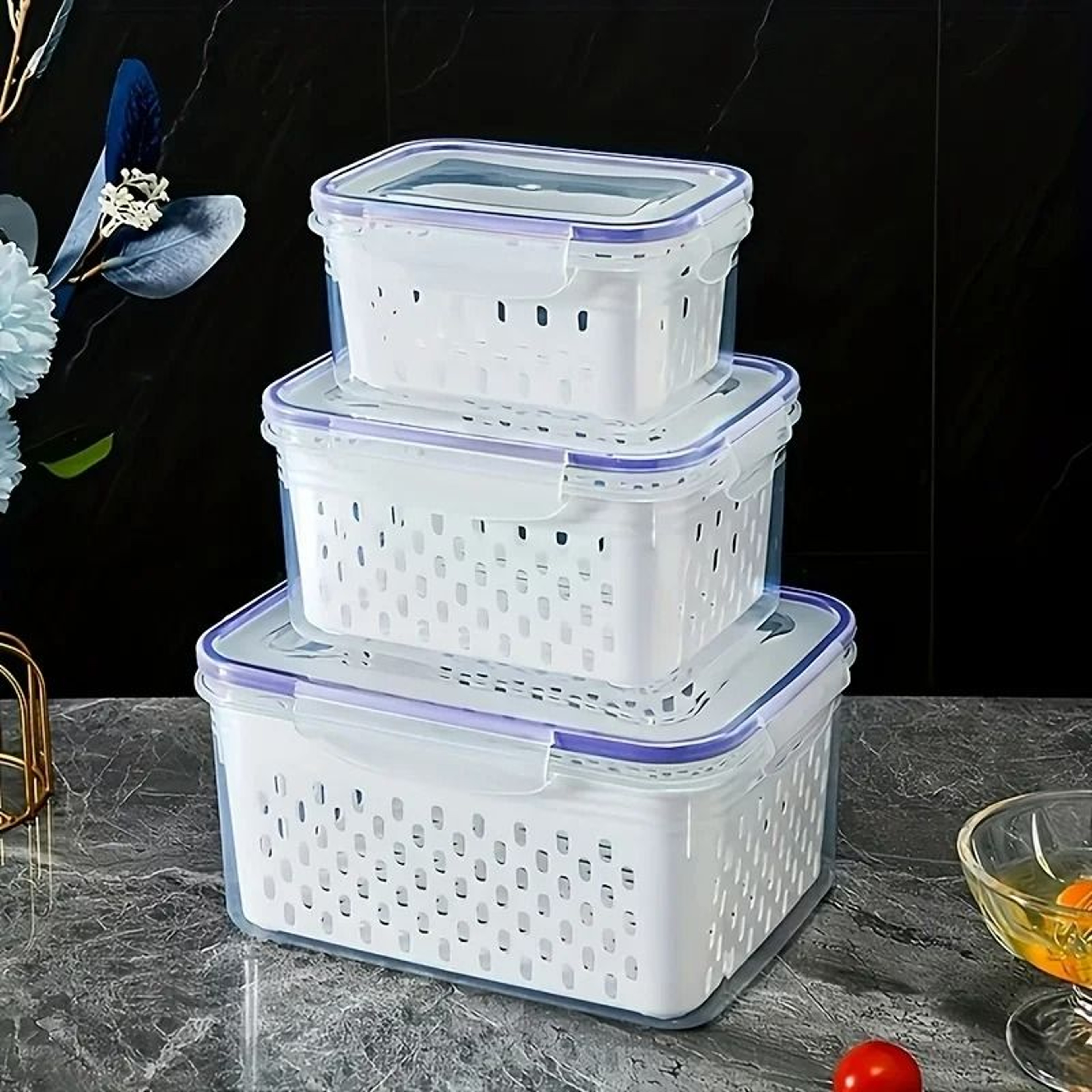 9Piece Fresh Produce Storage Container Set With Removable Colanders 2