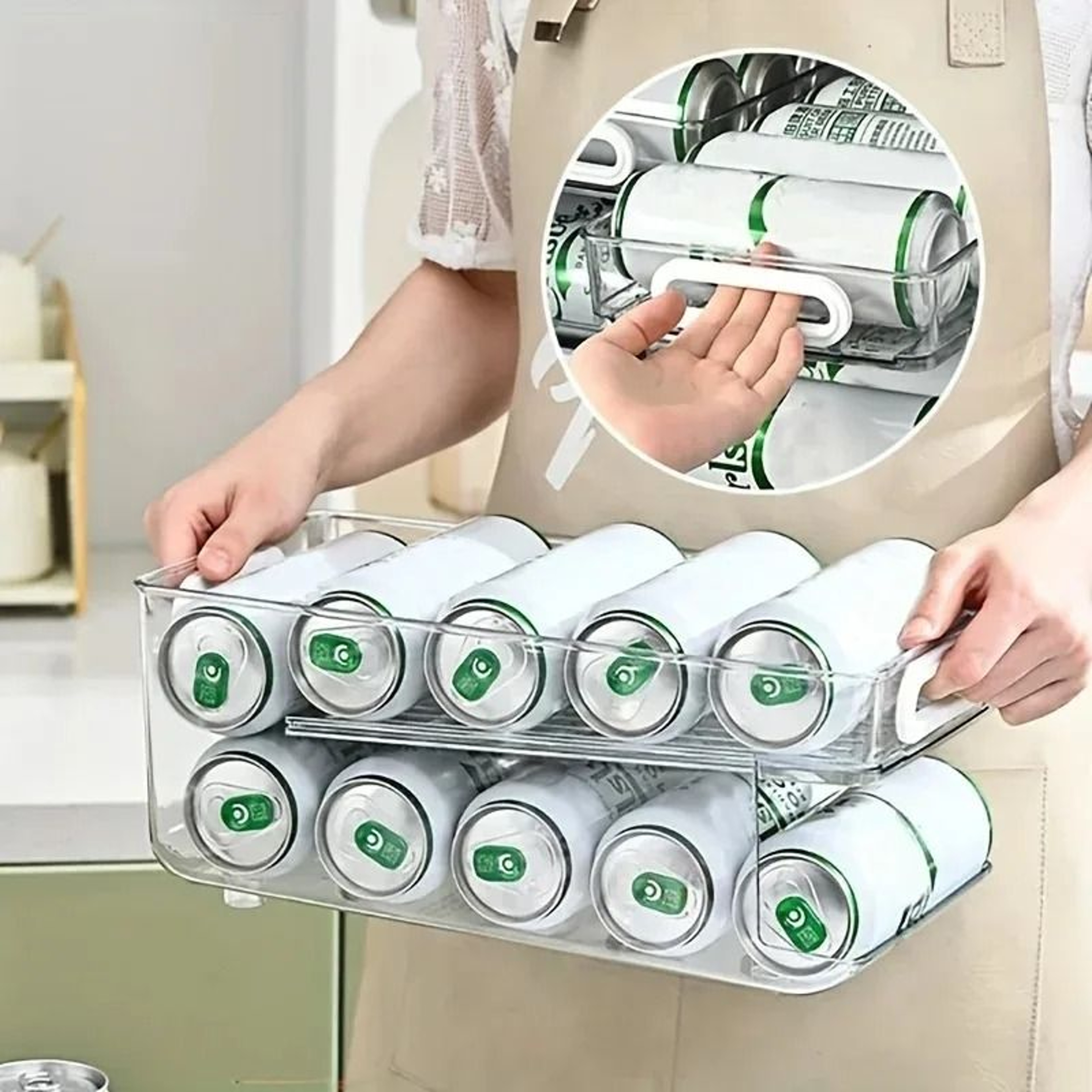 Stackable Clear Plastic Beverage And Soda Can Dispenser For Refrigerator 0