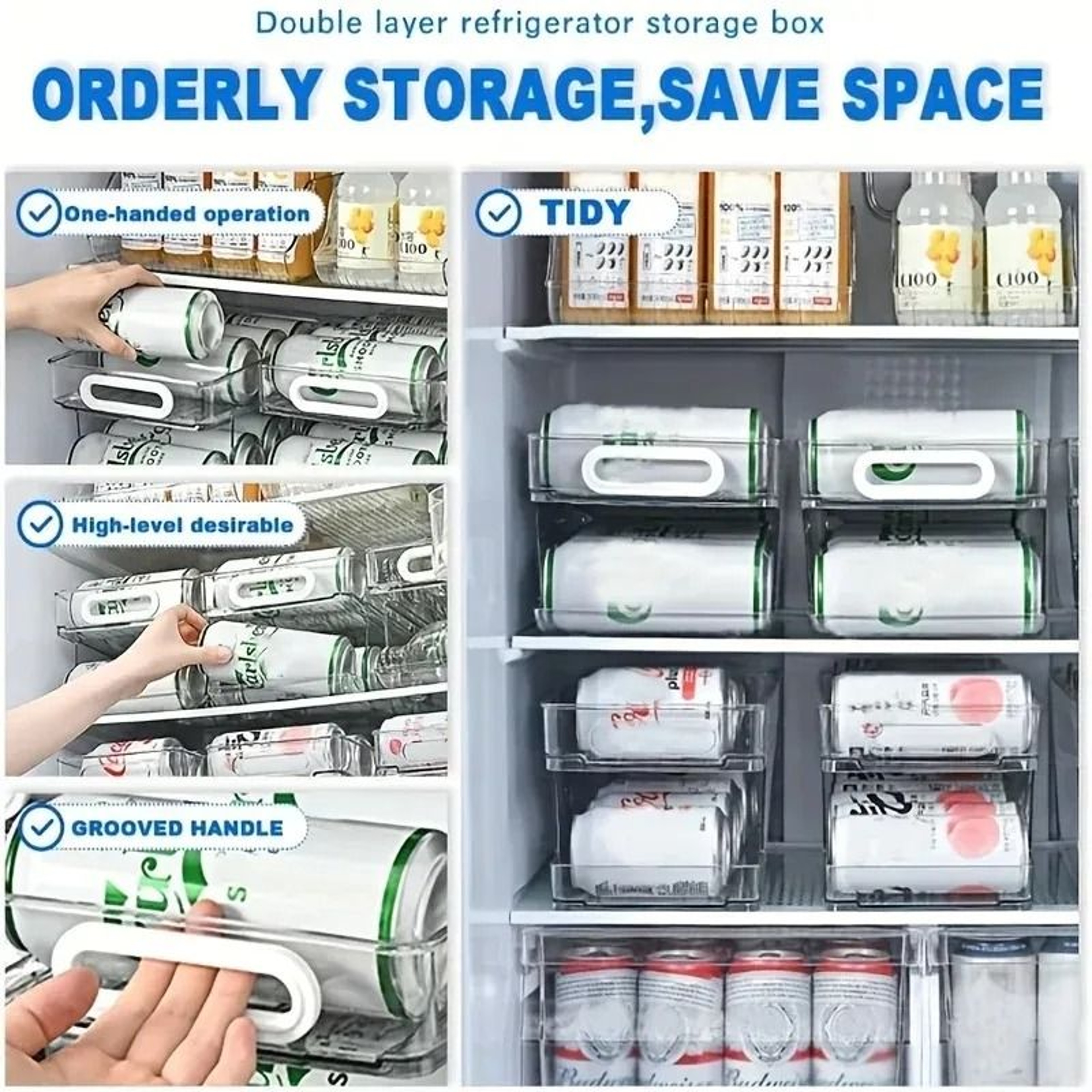 Stackable Clear Plastic Beverage And Soda Can Dispenser For Refrigerator 1