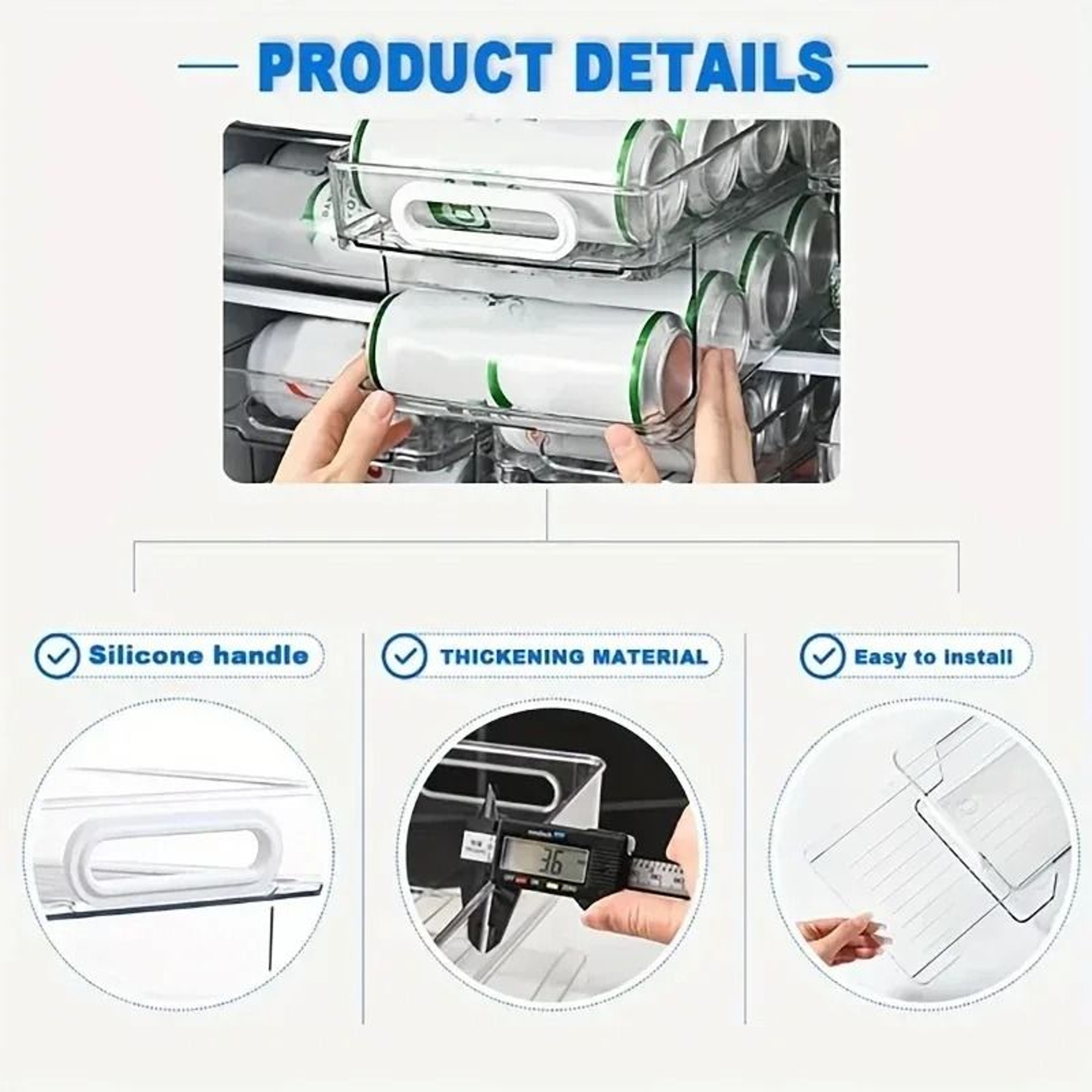 Stackable Clear Plastic Beverage And Soda Can Dispenser For Refrigerator 4