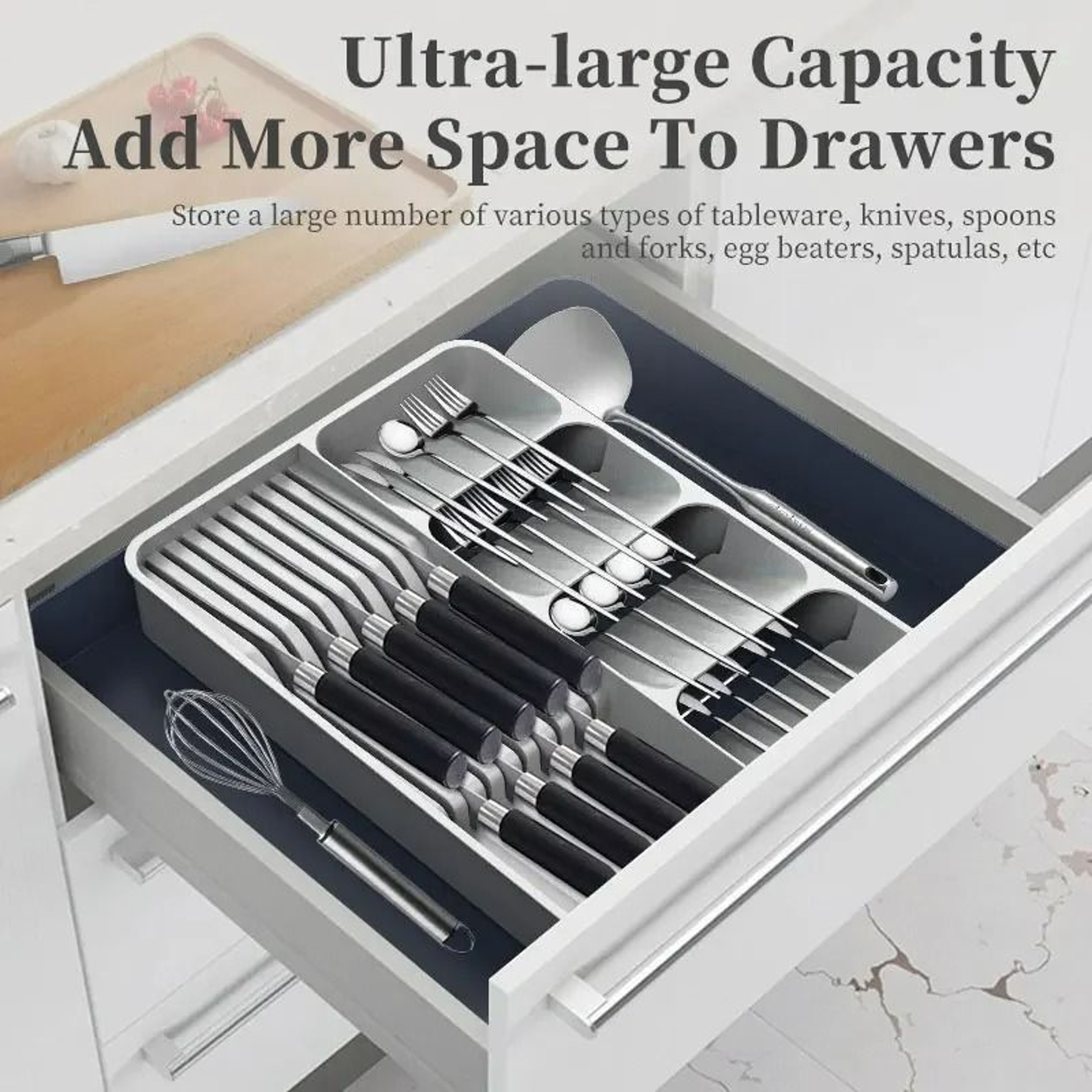 Expandable Silverware Drawer Organizer With Dedicated Knife Holder 3