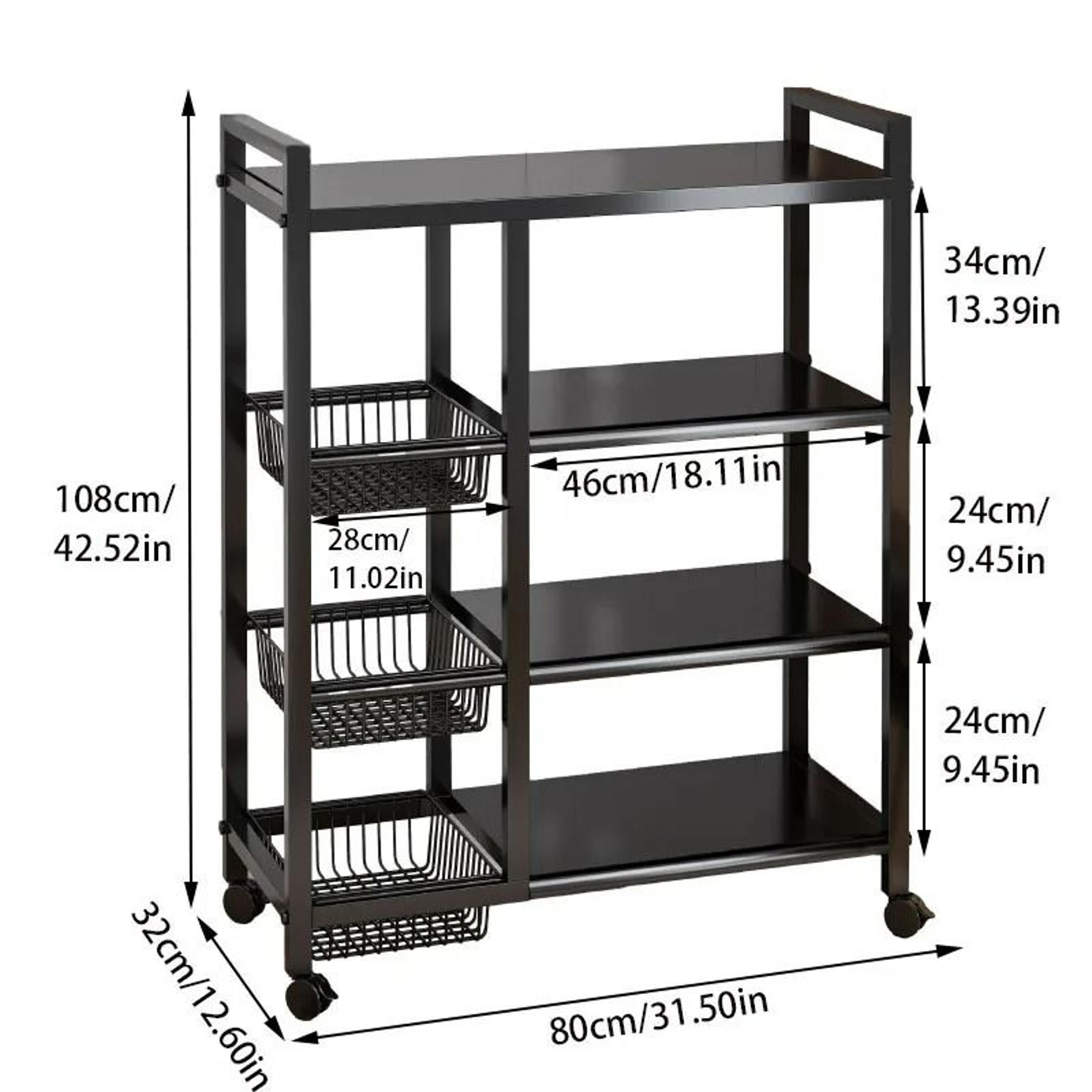MultiLayer Removable Metal Cabinet Storage Rack And Rolling Fruit Vegetable Basket 4