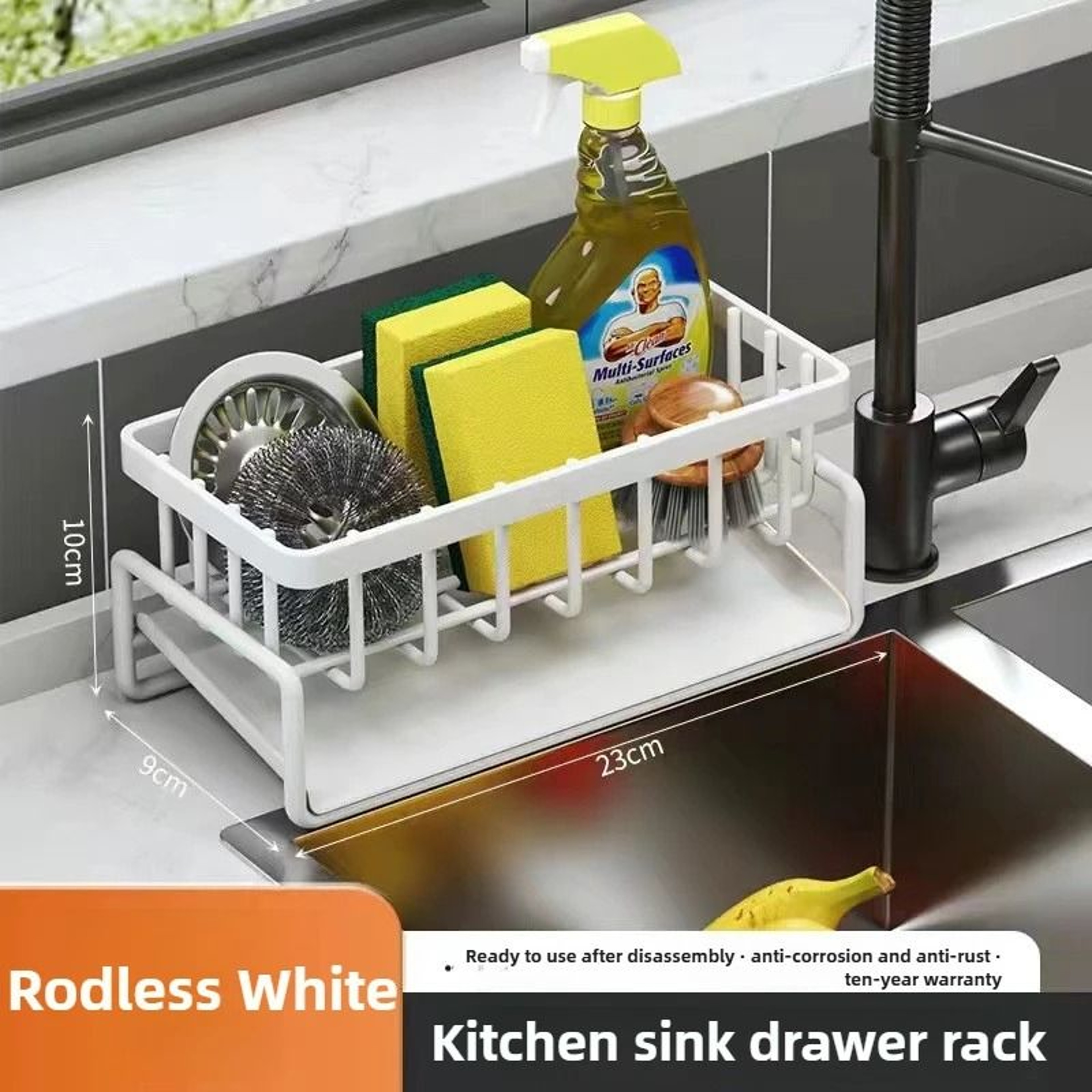 Kitchen Countertop Sponge Drain Rack And Multifunctional Dish Cloth Storage Organizer 9