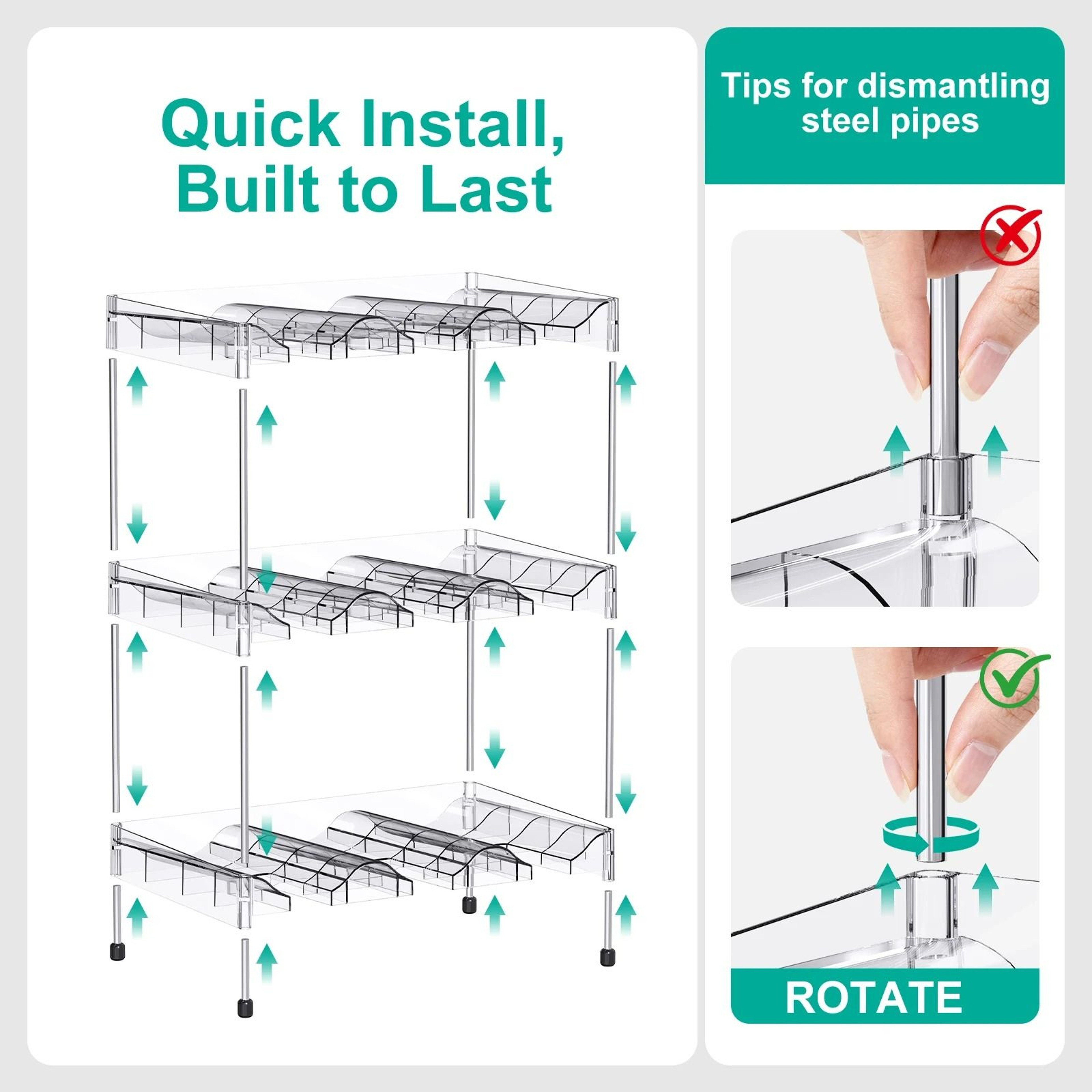 Stackable Clear Water Bottle Organizer And Modular Tumbler Storage Rack 3