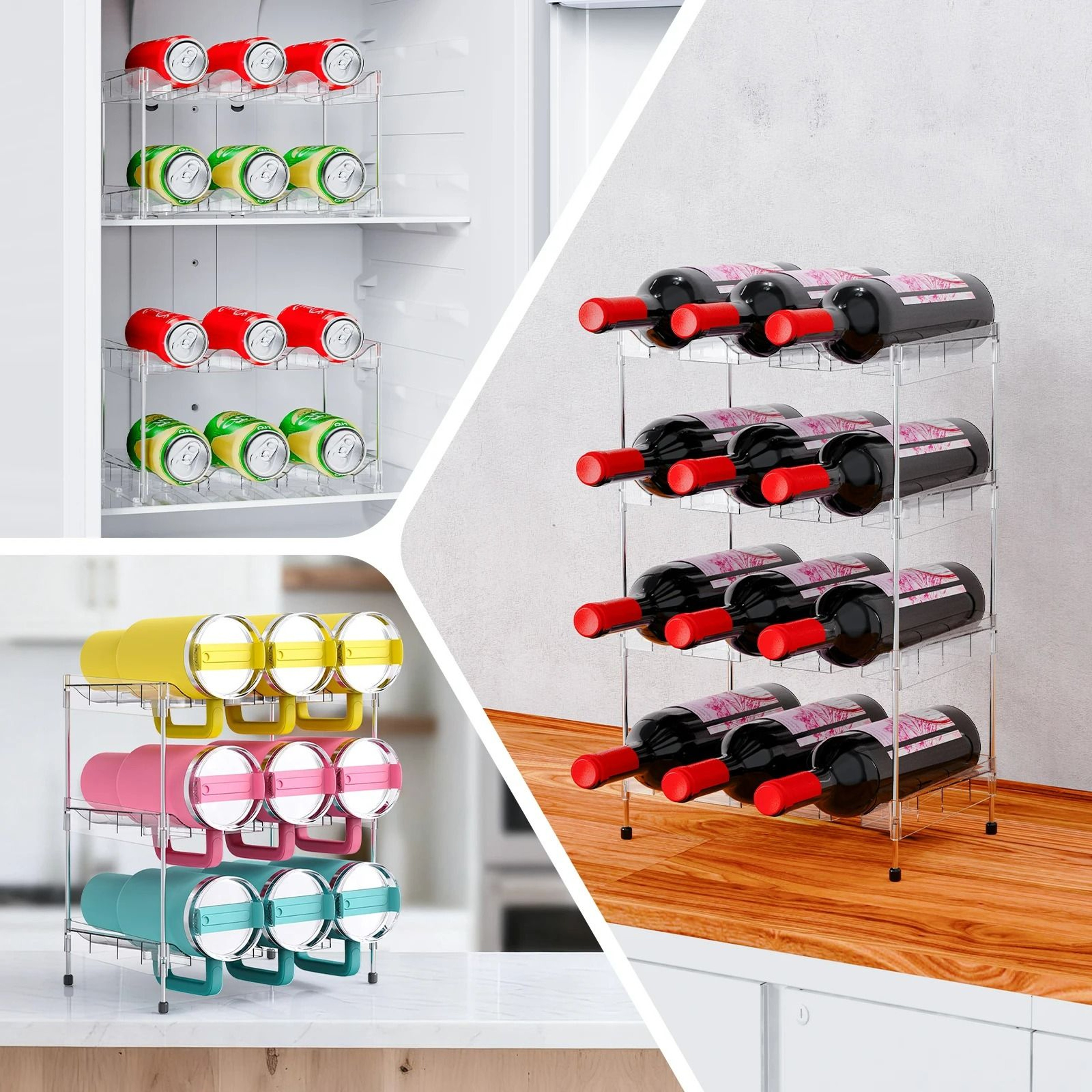 Stackable Clear Water Bottle Organizer And Modular Tumbler Storage Rack 4