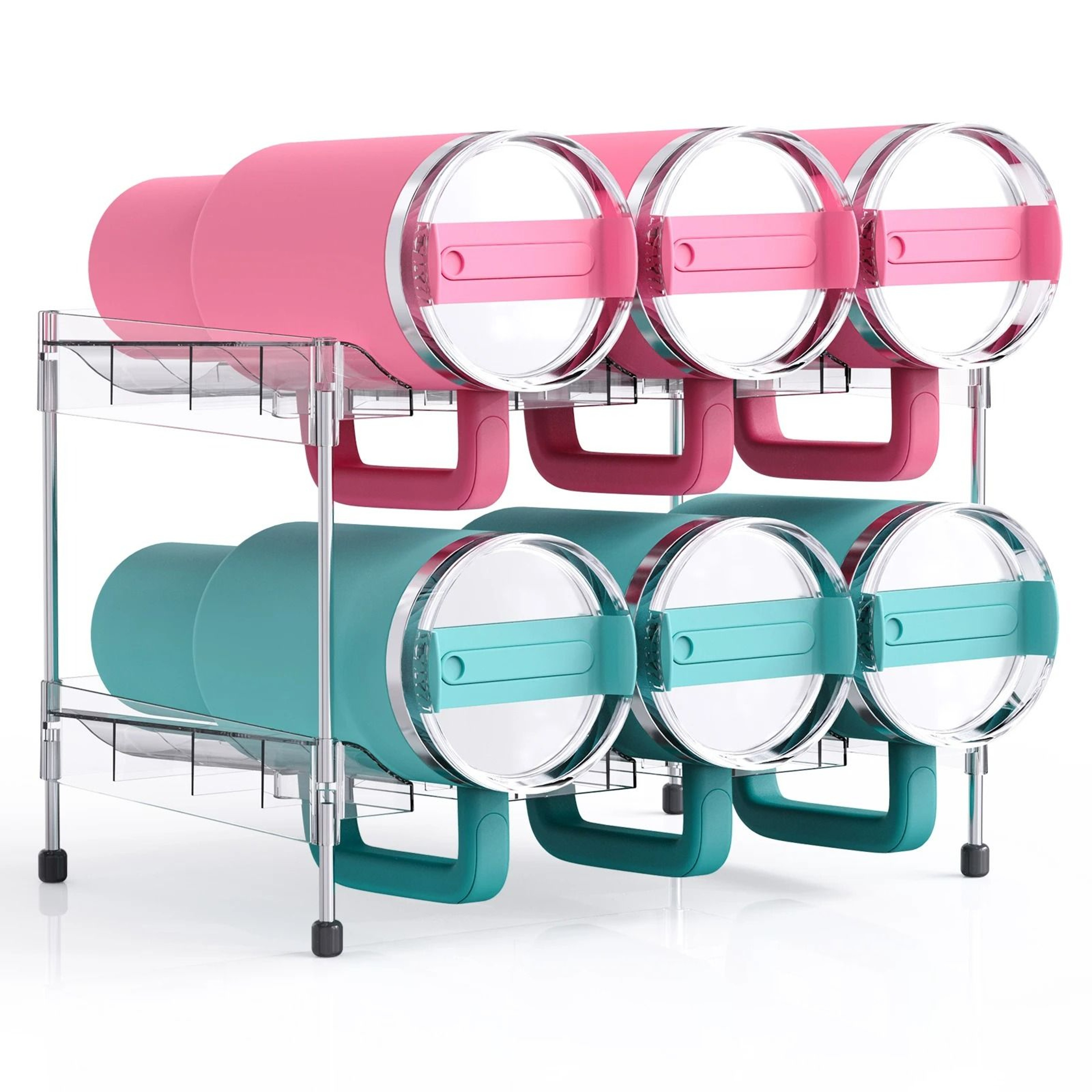 Stackable Clear Water Bottle Organizer And Modular Tumbler Storage Rack 6