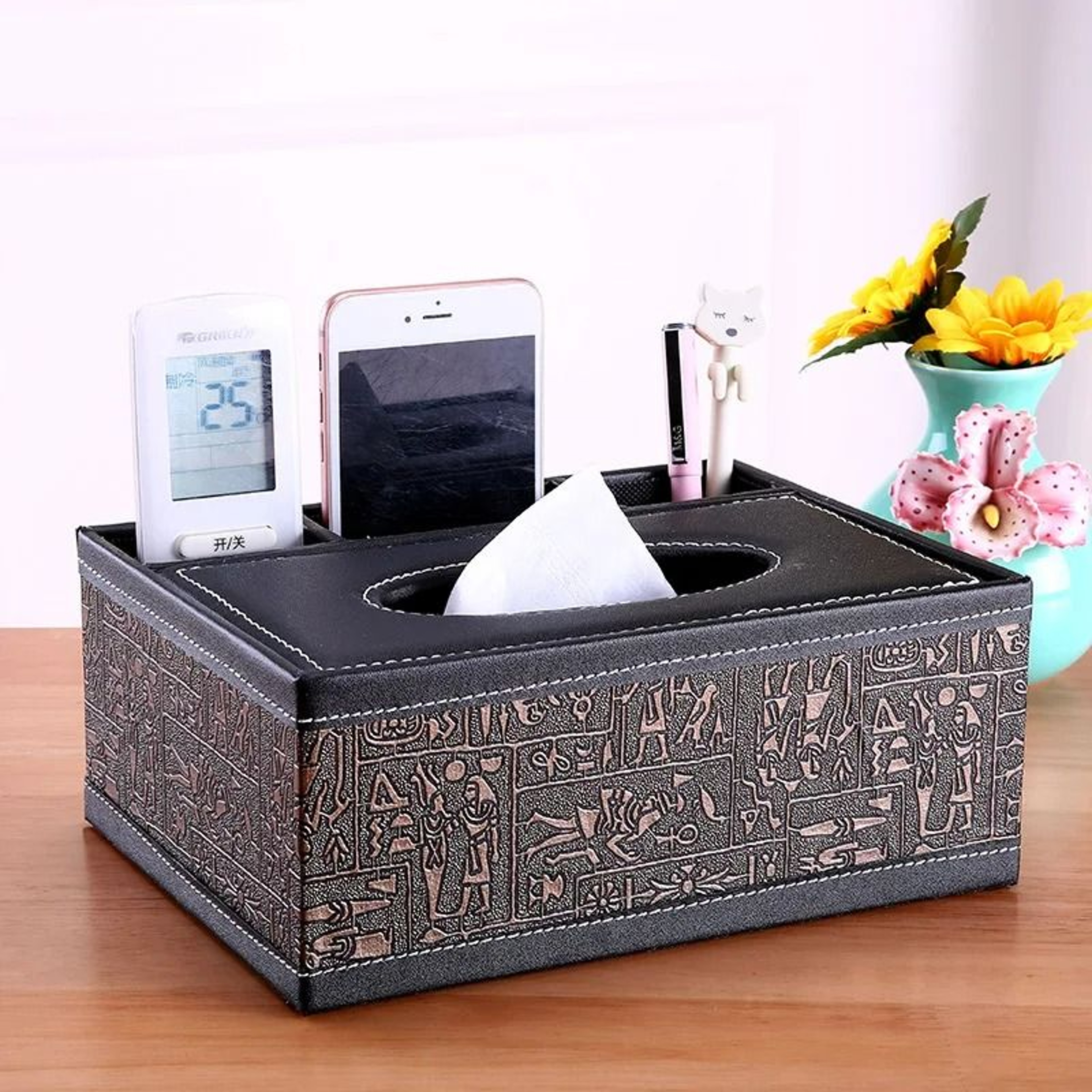 Multifunctional Tissue Box With BuiltIn Stationery And Remote Control Organizer 14