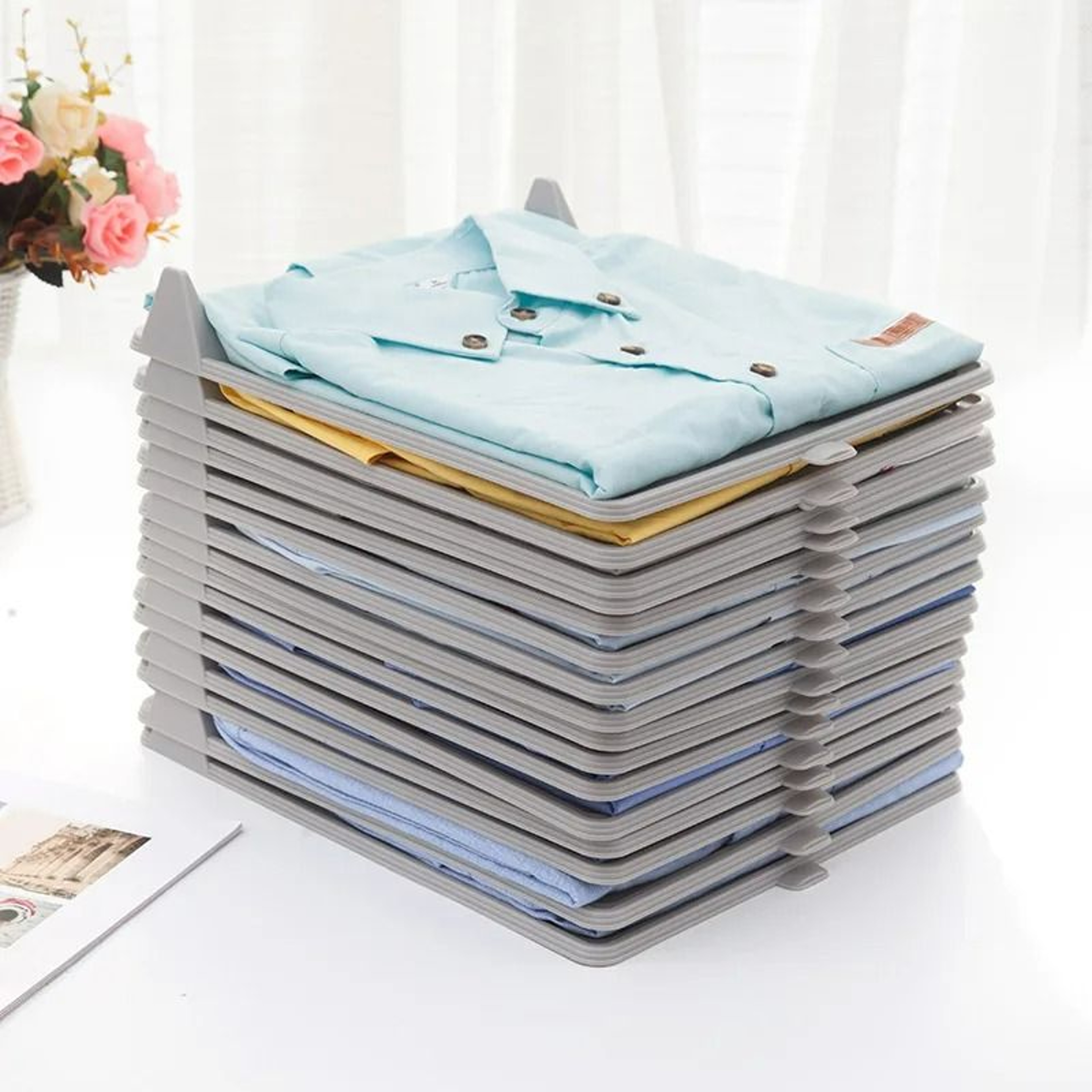 Lazy Clothes Folding Board And MultiLayer Stackable Closet Organizer System 0