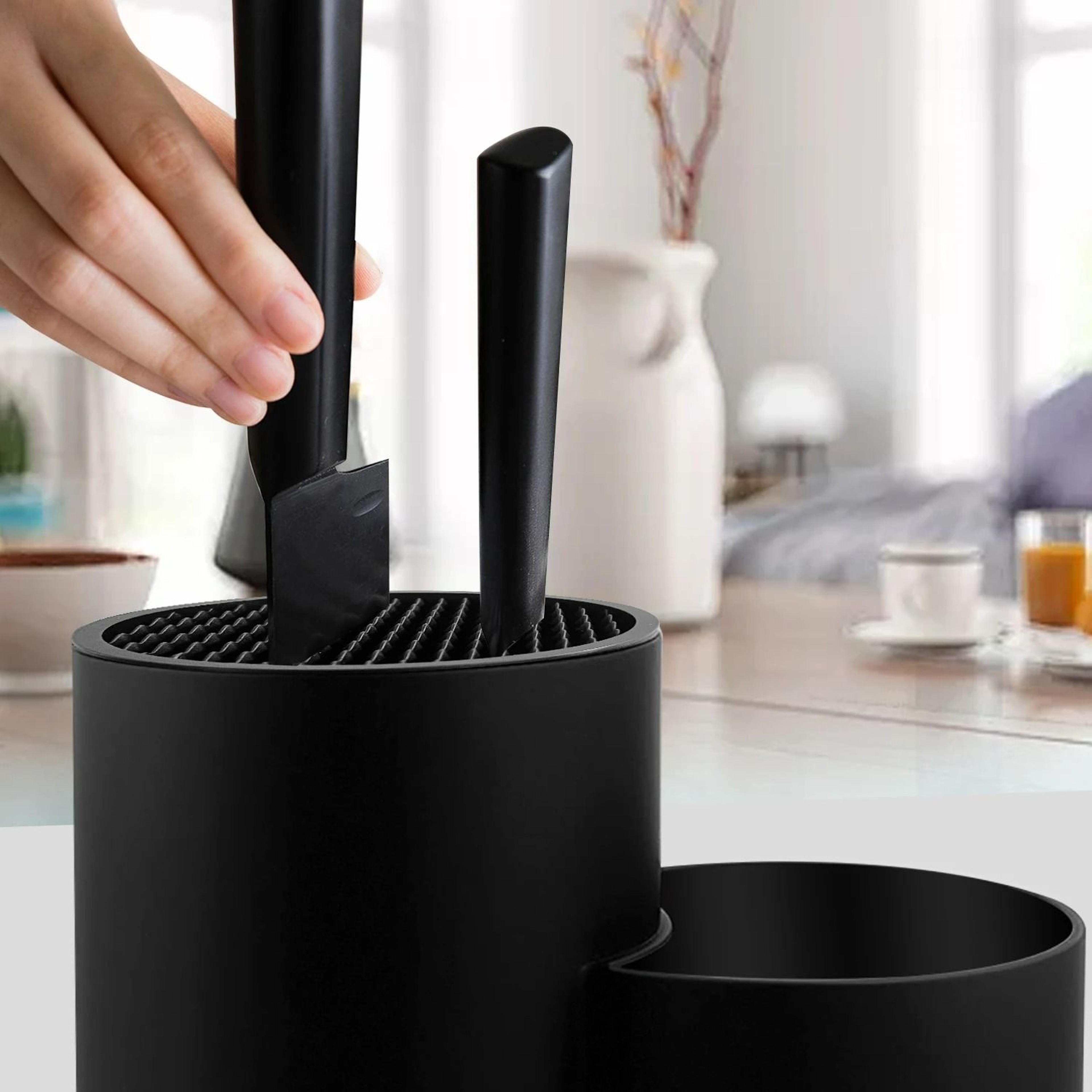 MultiFunction Kitchen Knife Holder And Integrated Utensil Drainer Storage Block 2