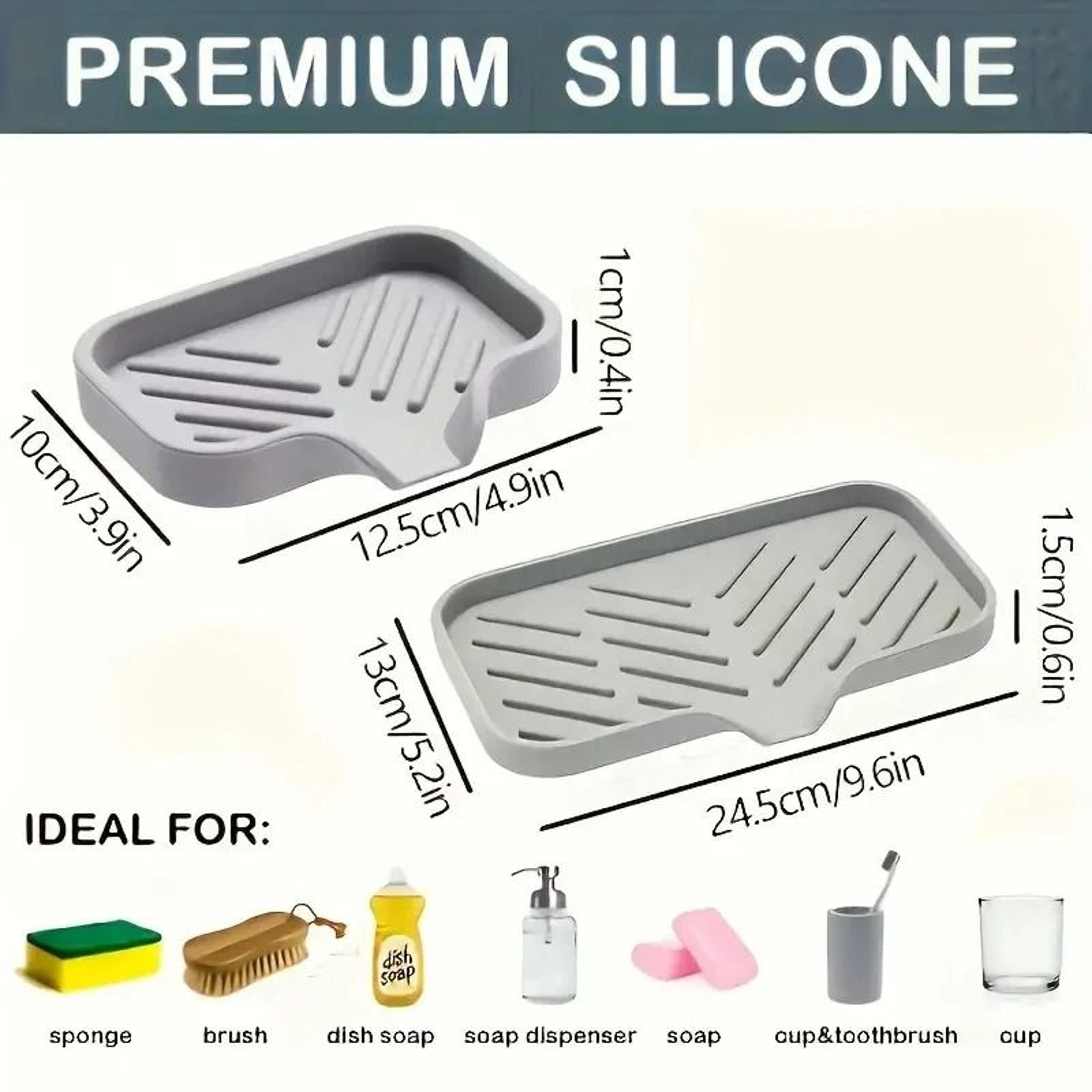 Silicone Countertop Kitchen Sink Organizer Tray And NonSlip Waterproof Sponge Soap Caddy 2