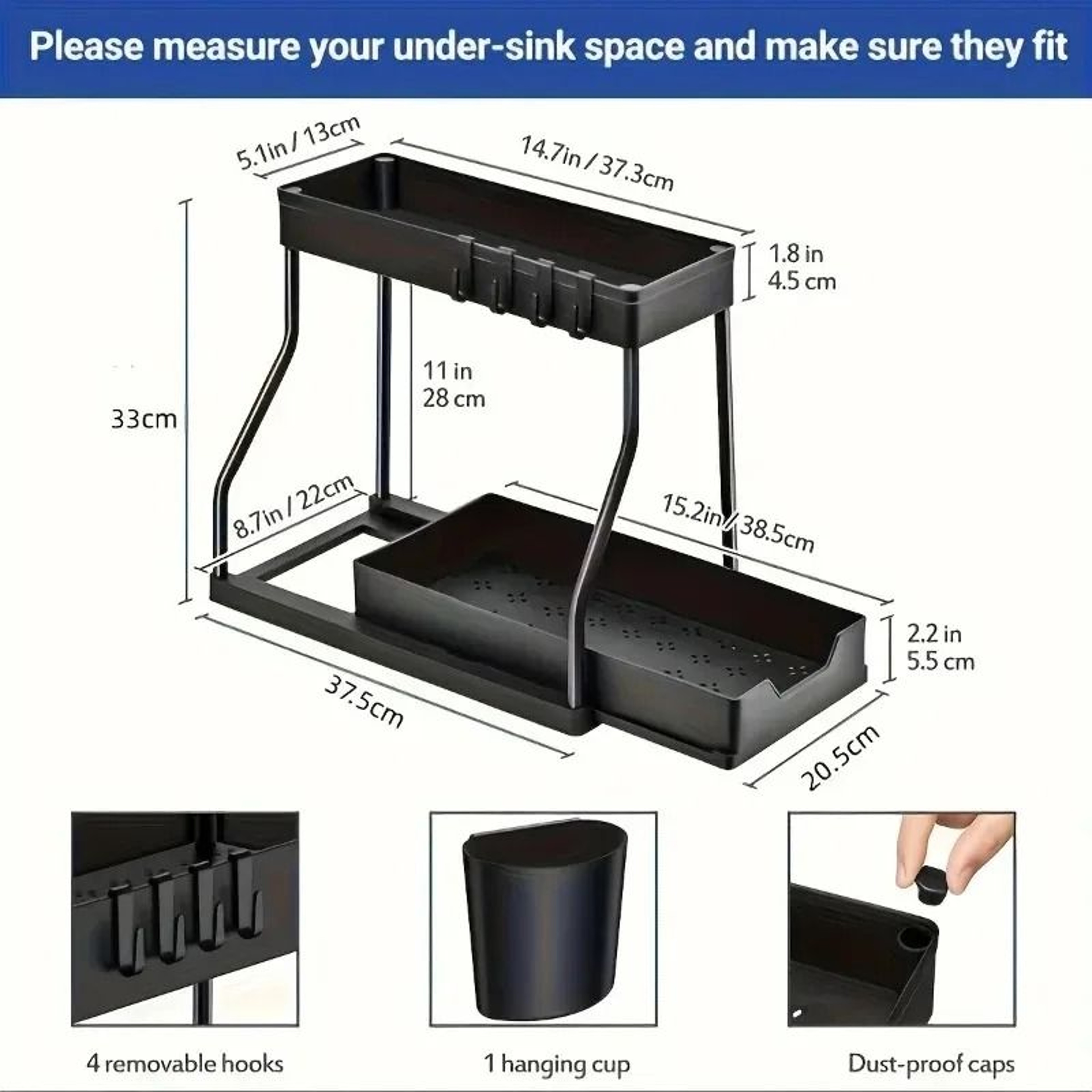 DoubleTier SlideOut Cabinet Organizer And UnderSink Kitchen Storage Rack 1