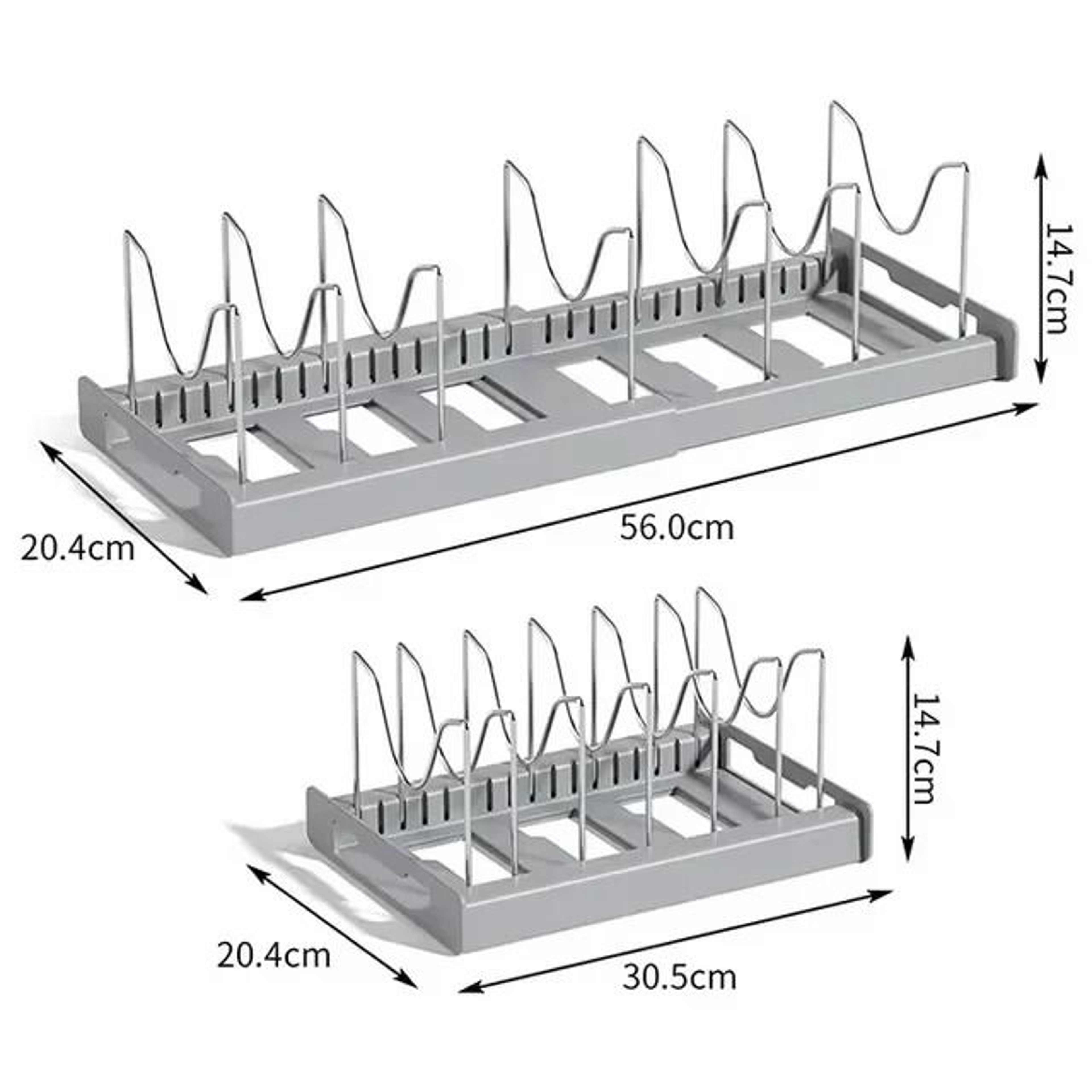 Expandable Pots And Pans Organizer Rack And Adjustable Countertop Cookware Storage Holder 8