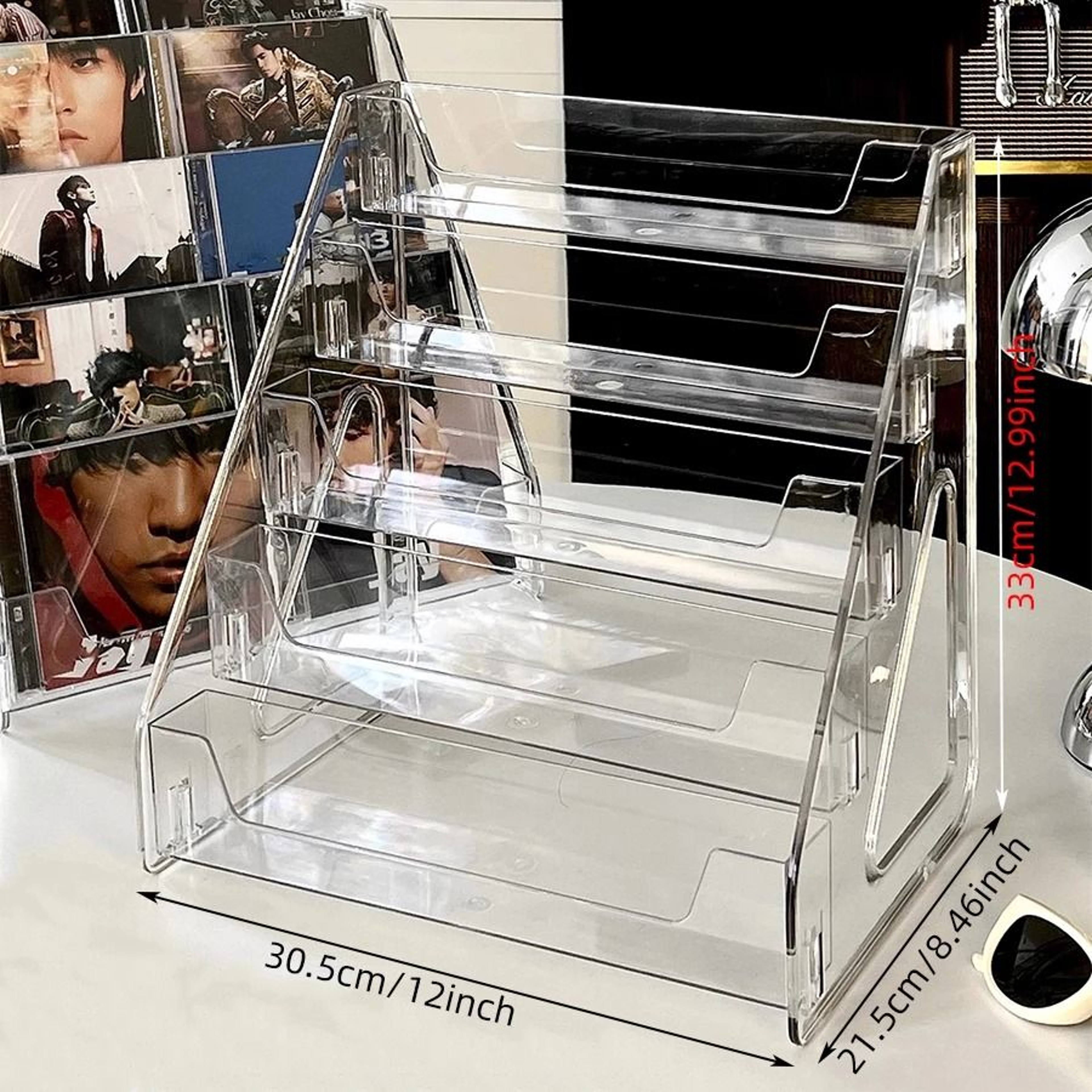 Premium Acrylic CD Rack And Desktop Vinyl Record Storage Display Box 6