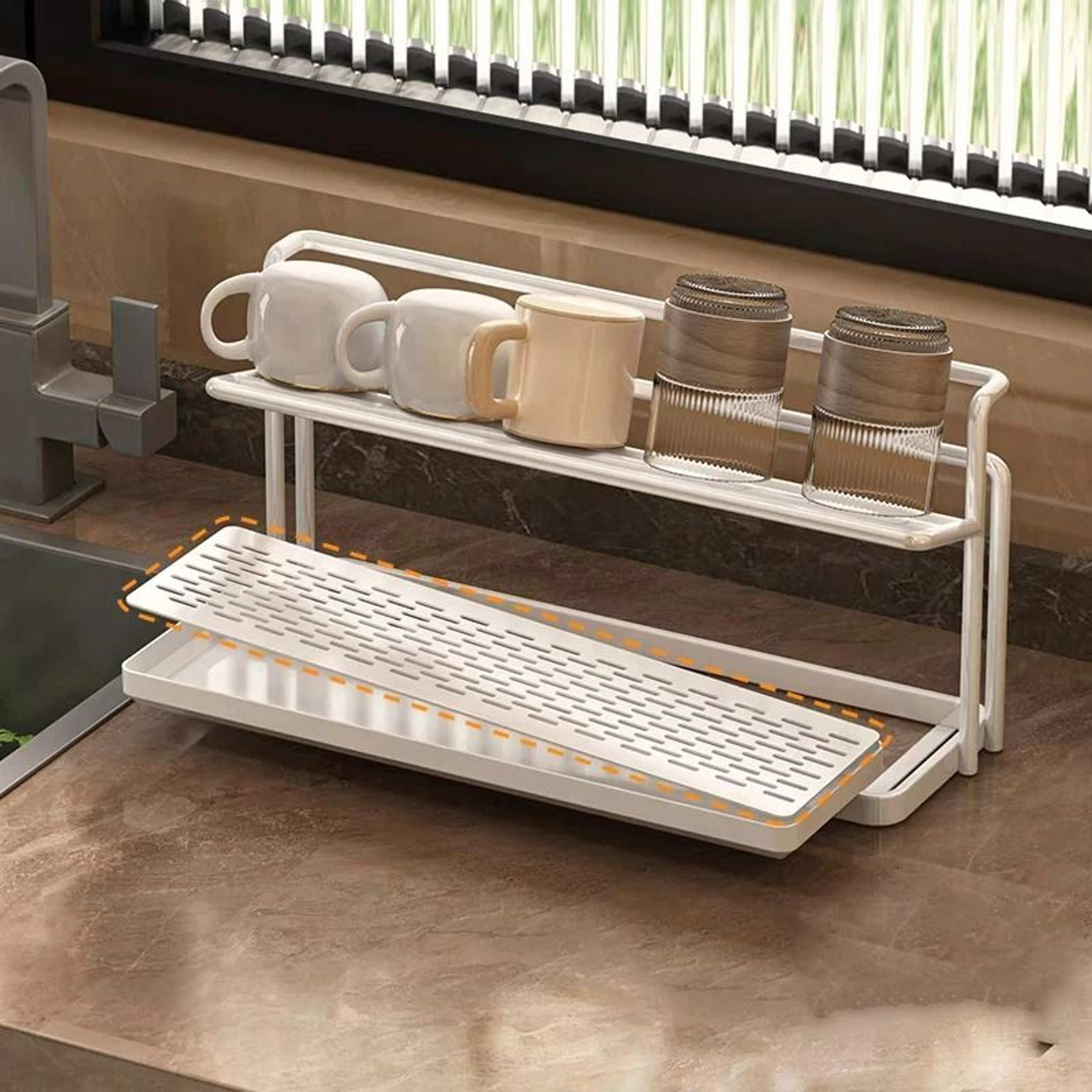 Stainless Steel 2Tier Bottle Drying Rack With Drain Tray 2