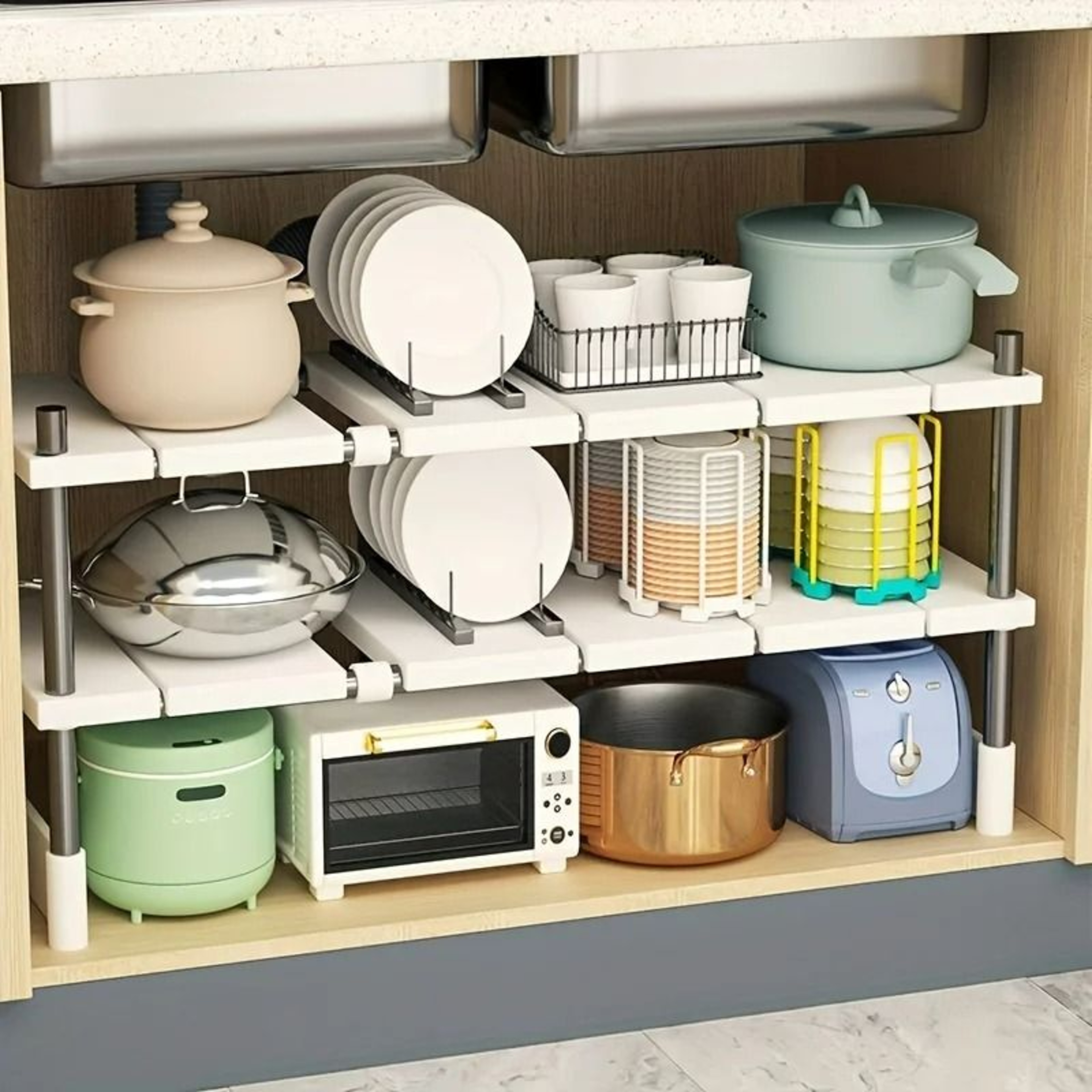 Adjustable UnderSink MultiLayer Storage Rack 4