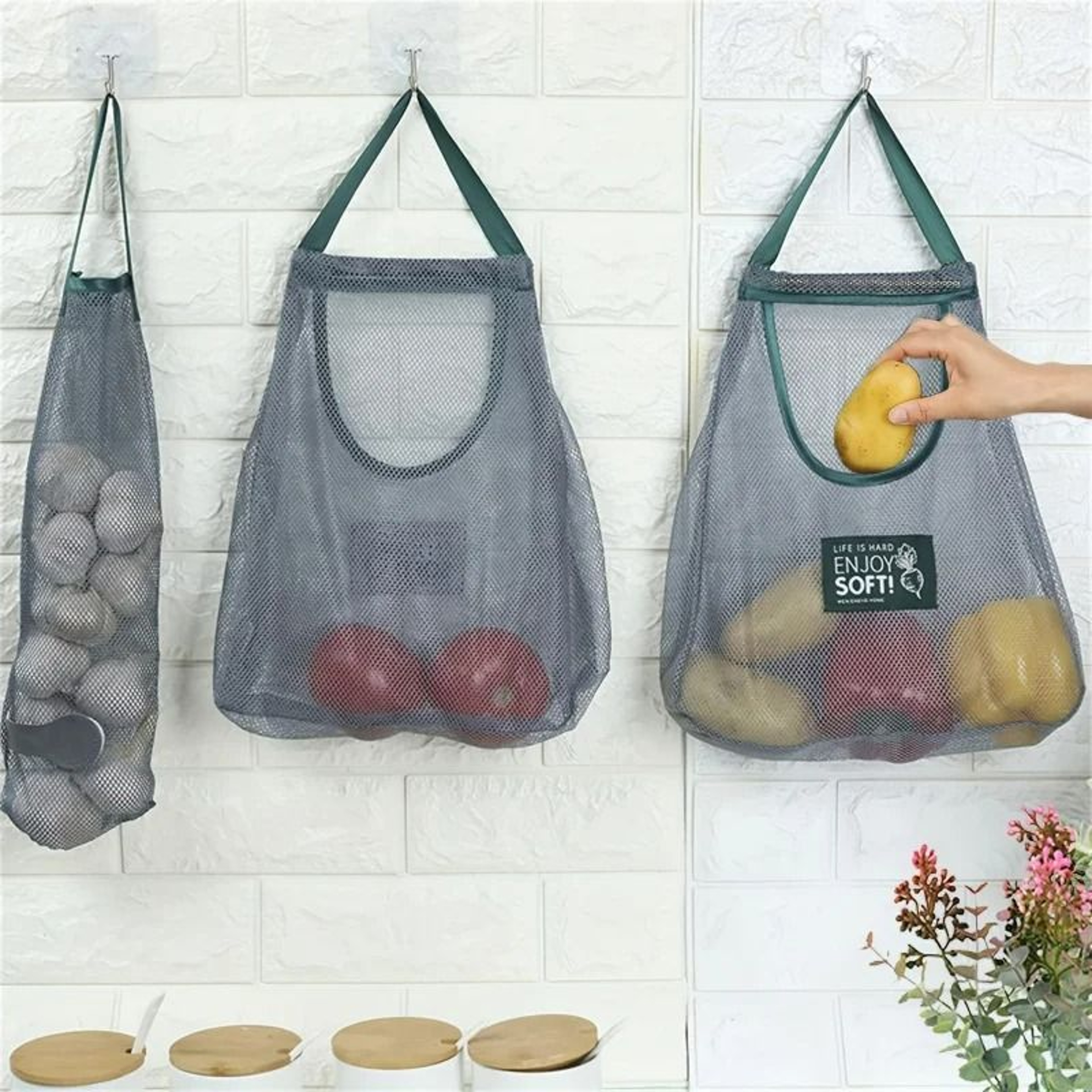 Breathable Hanging Mesh Produce Storage Bags 2