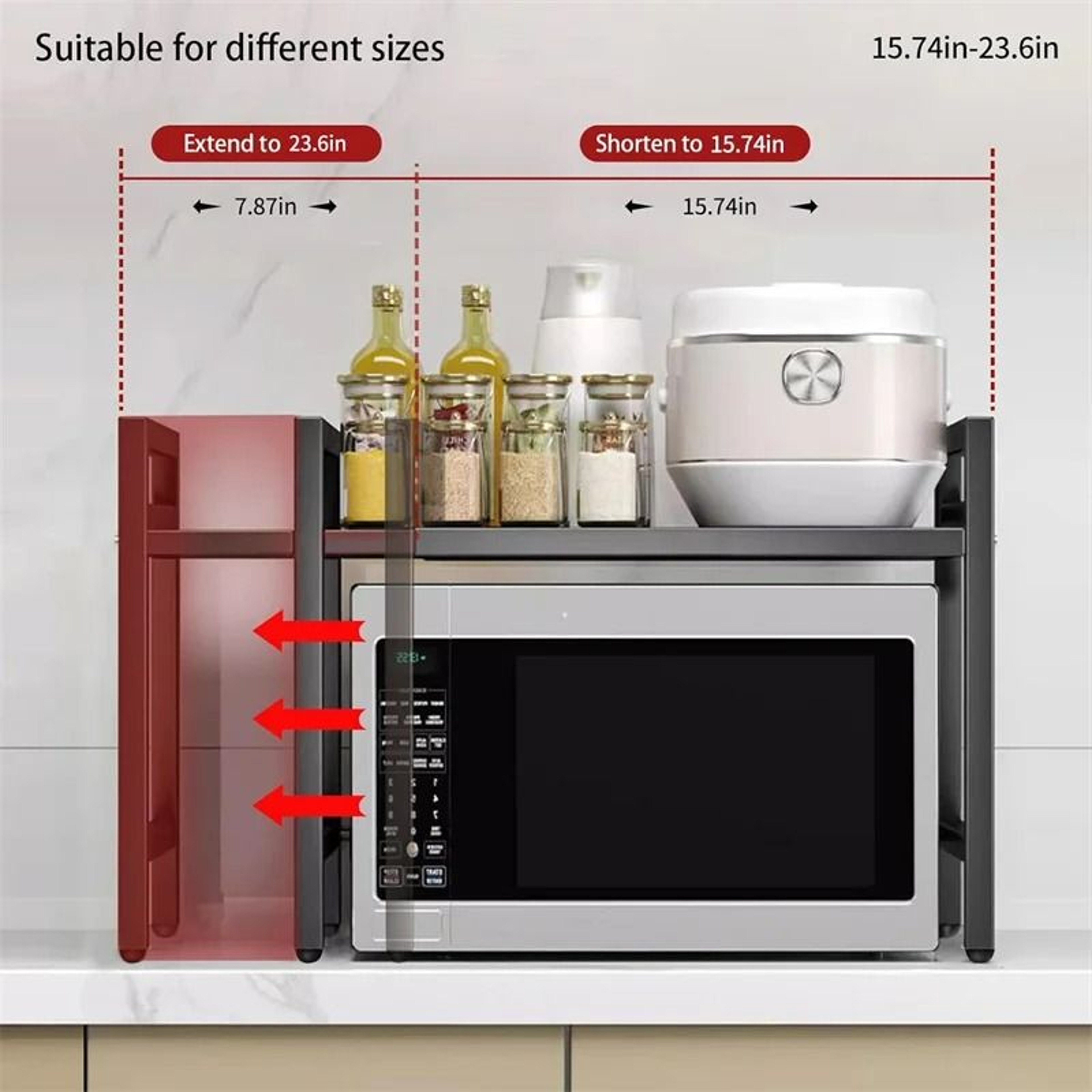 Adjustable SpaceSaving Microwave Rack 2