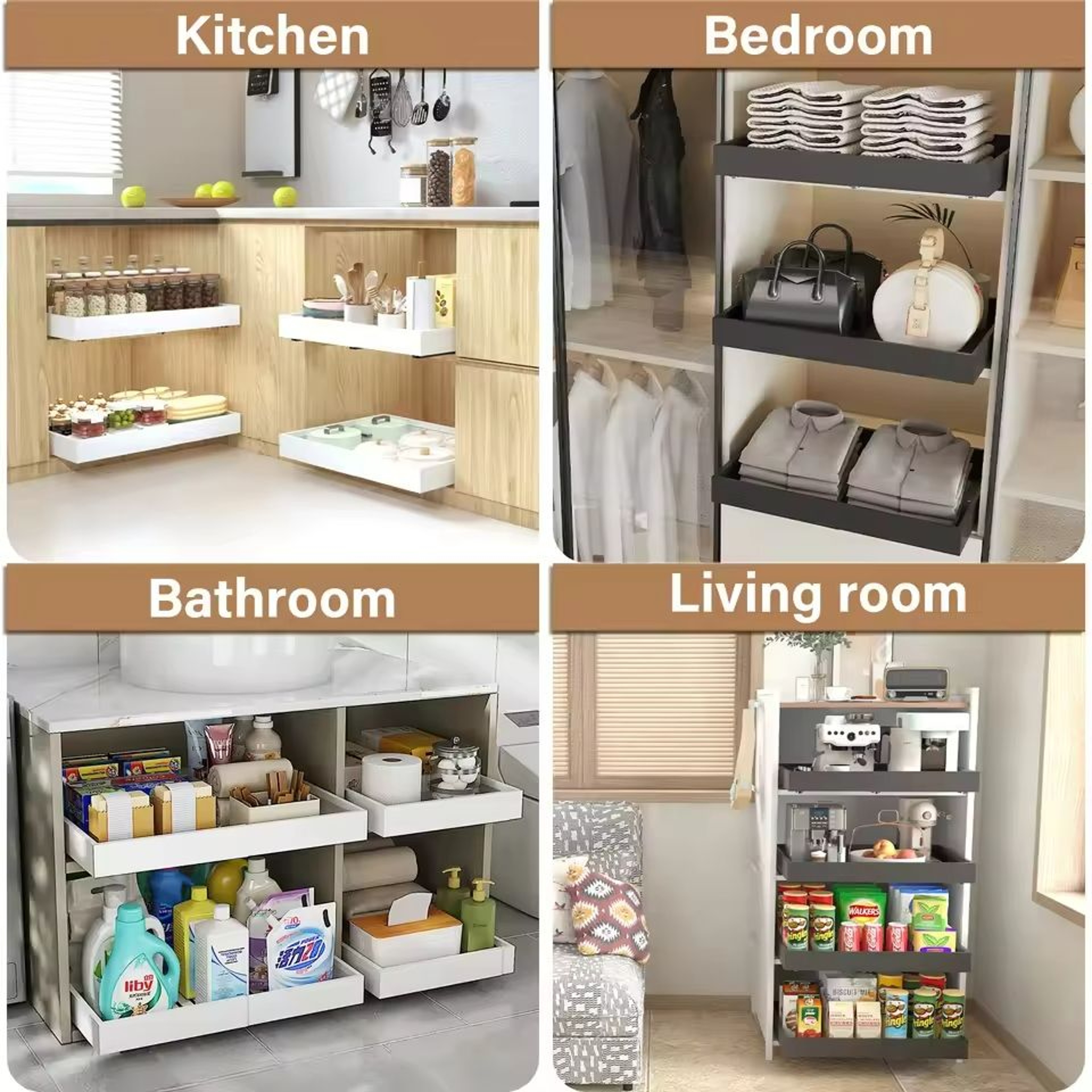 Expandable PullOut Cabinet Drawer Organizer 2