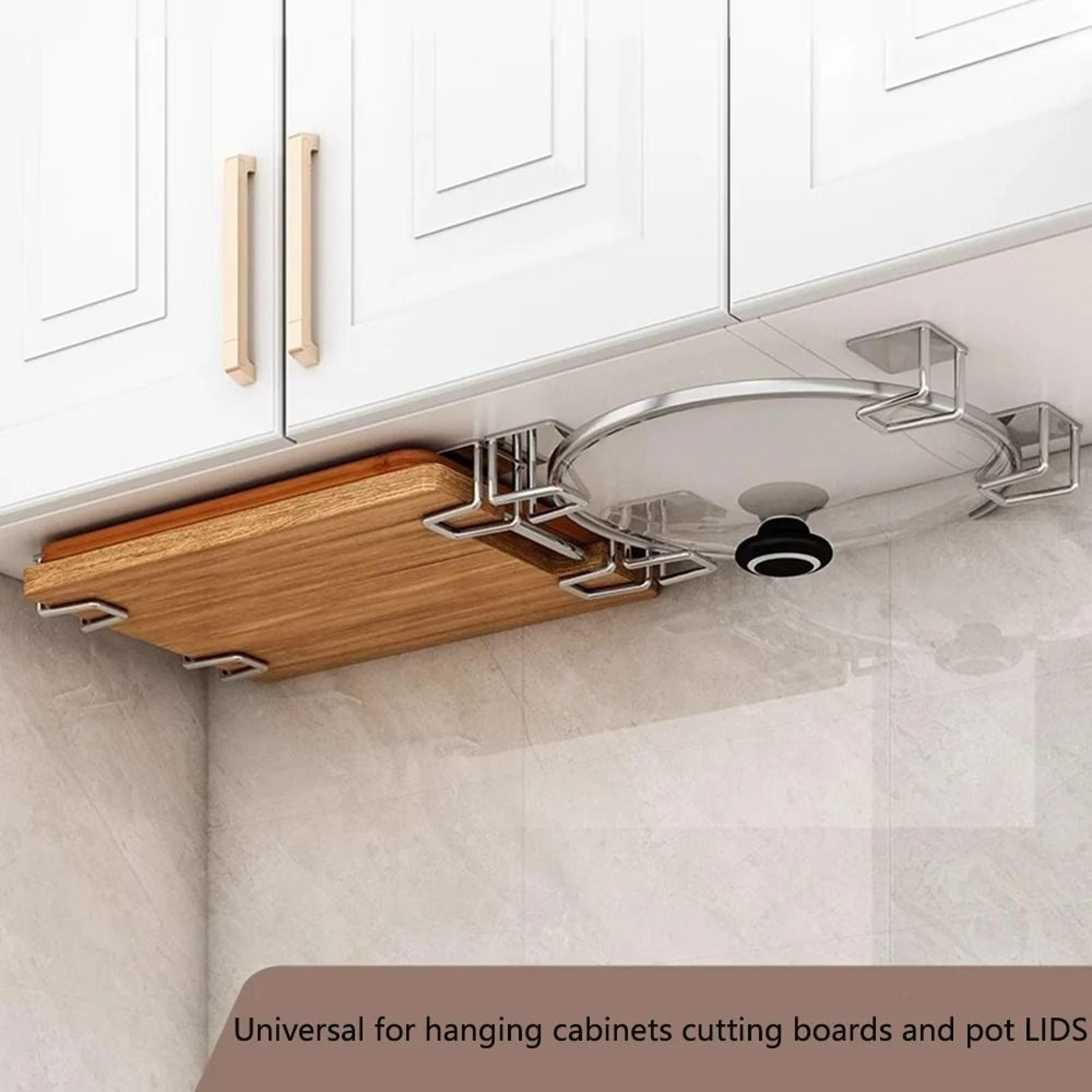 2Piece WallMounted Pot Lid  Chopping Board Rack 4
