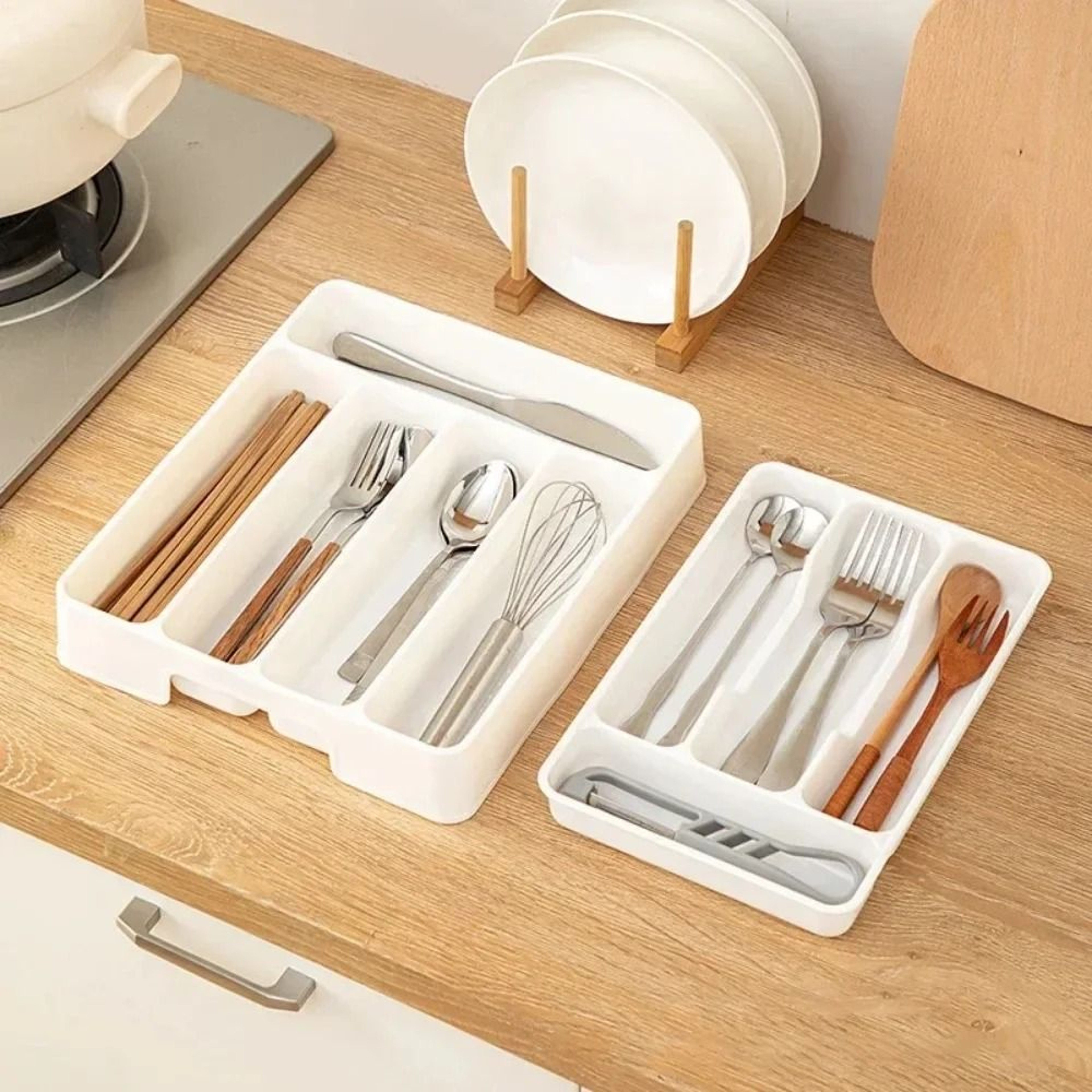 Polypropylene DualSize Flatware Drawer Divider Tray 3