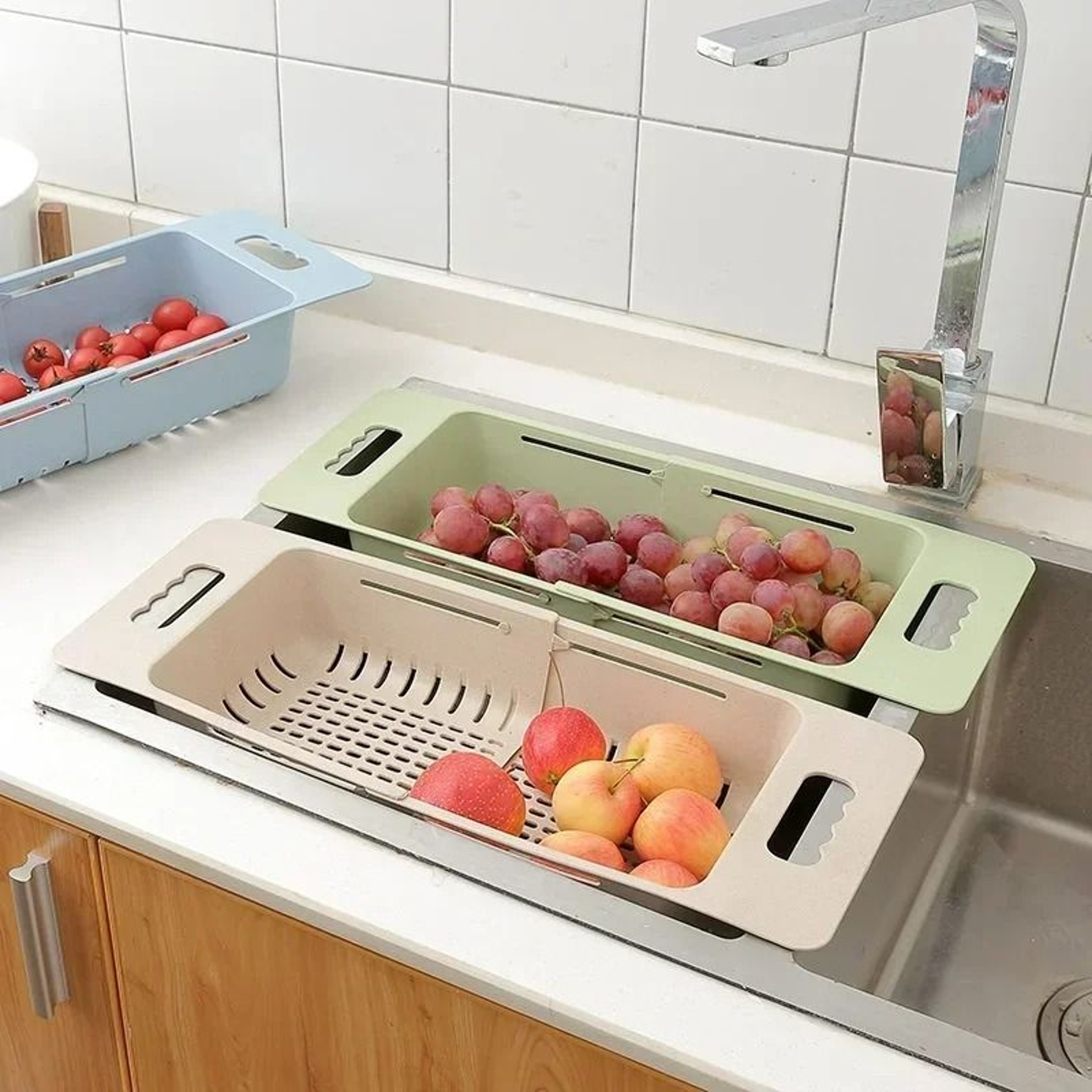 OvertheSink Expandable Produce  Dish Draining Basket 0