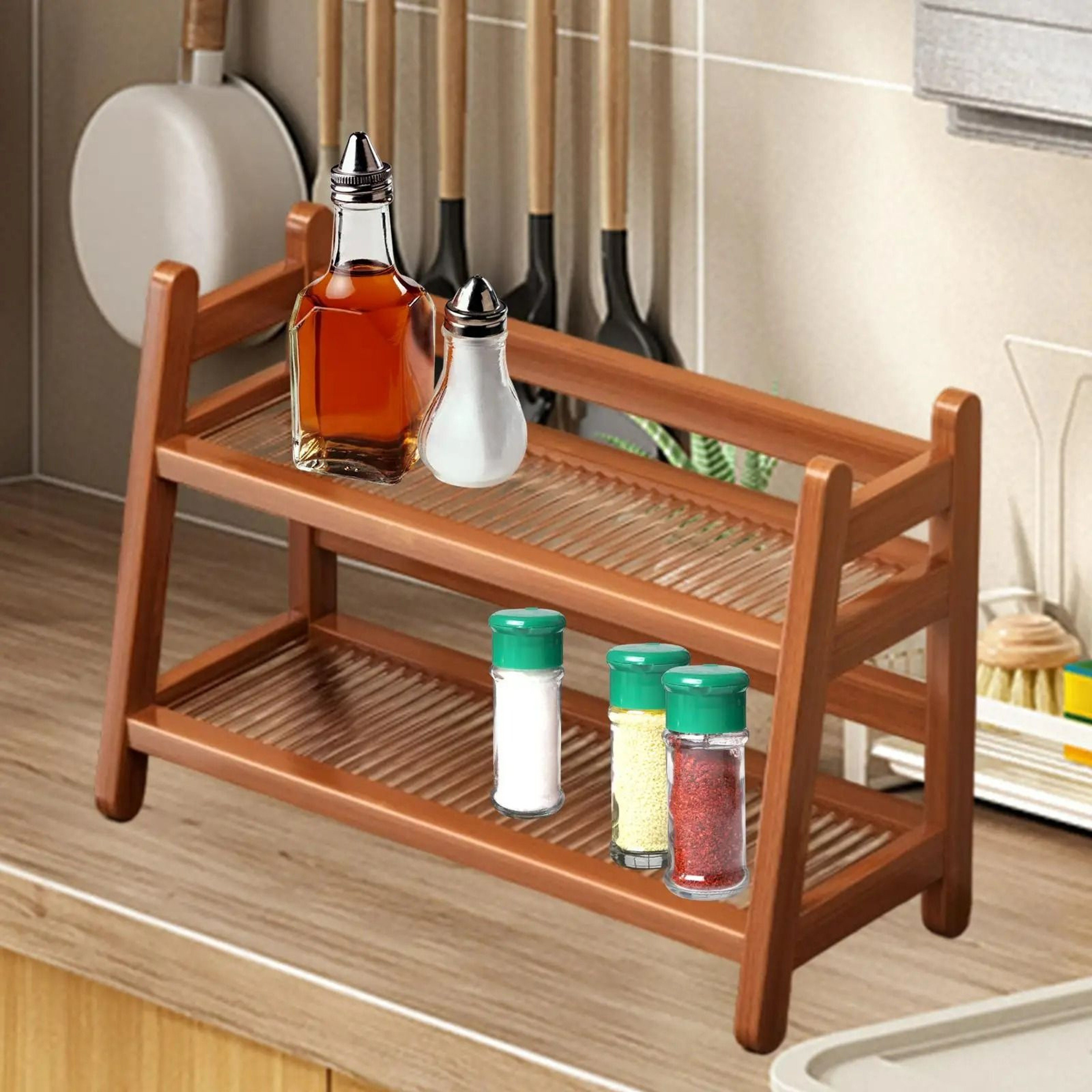 MultiTier Wooden Coffee Syrup  Mug Display Stand 5