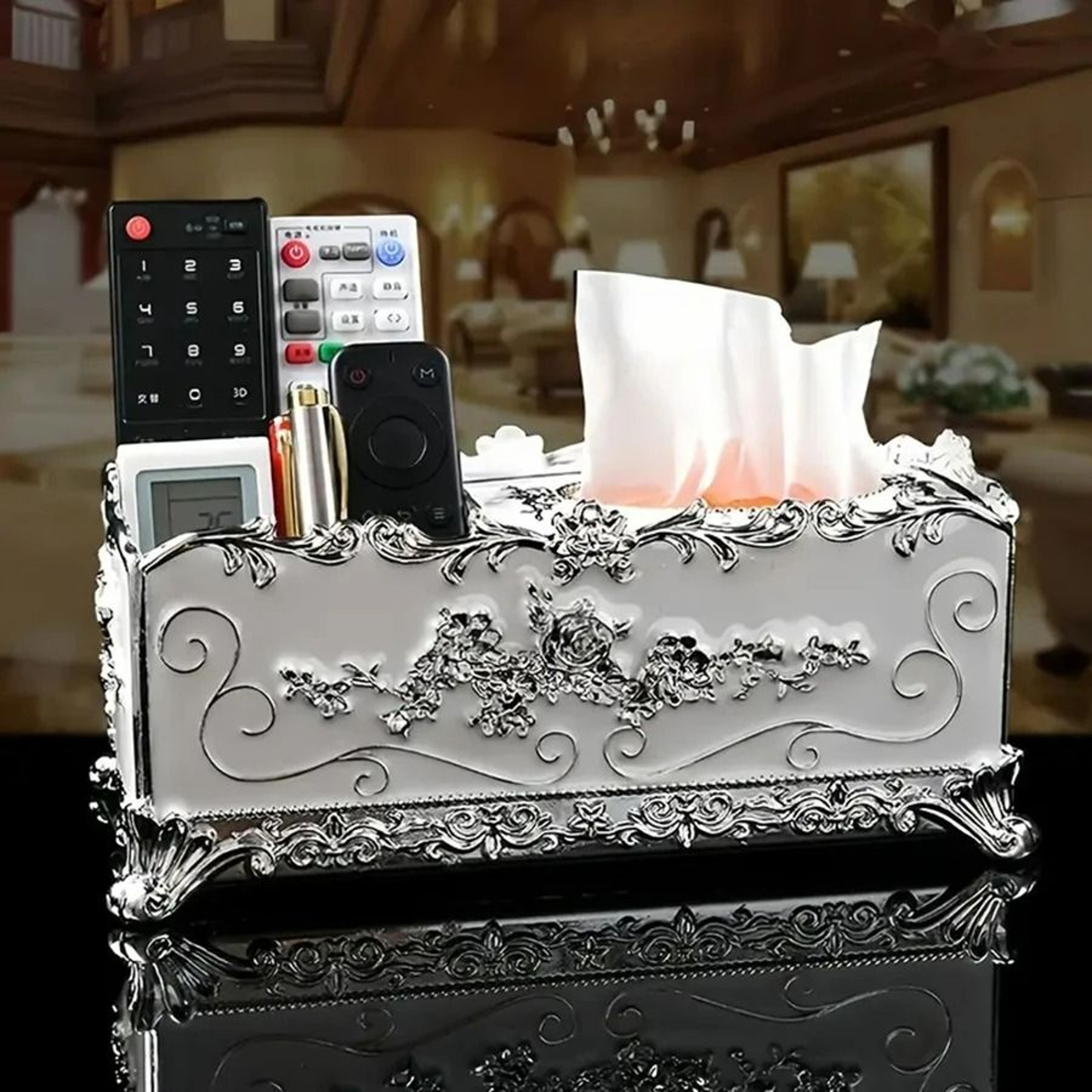 European Style Desktop Tissue  Remote Control Organizer 0