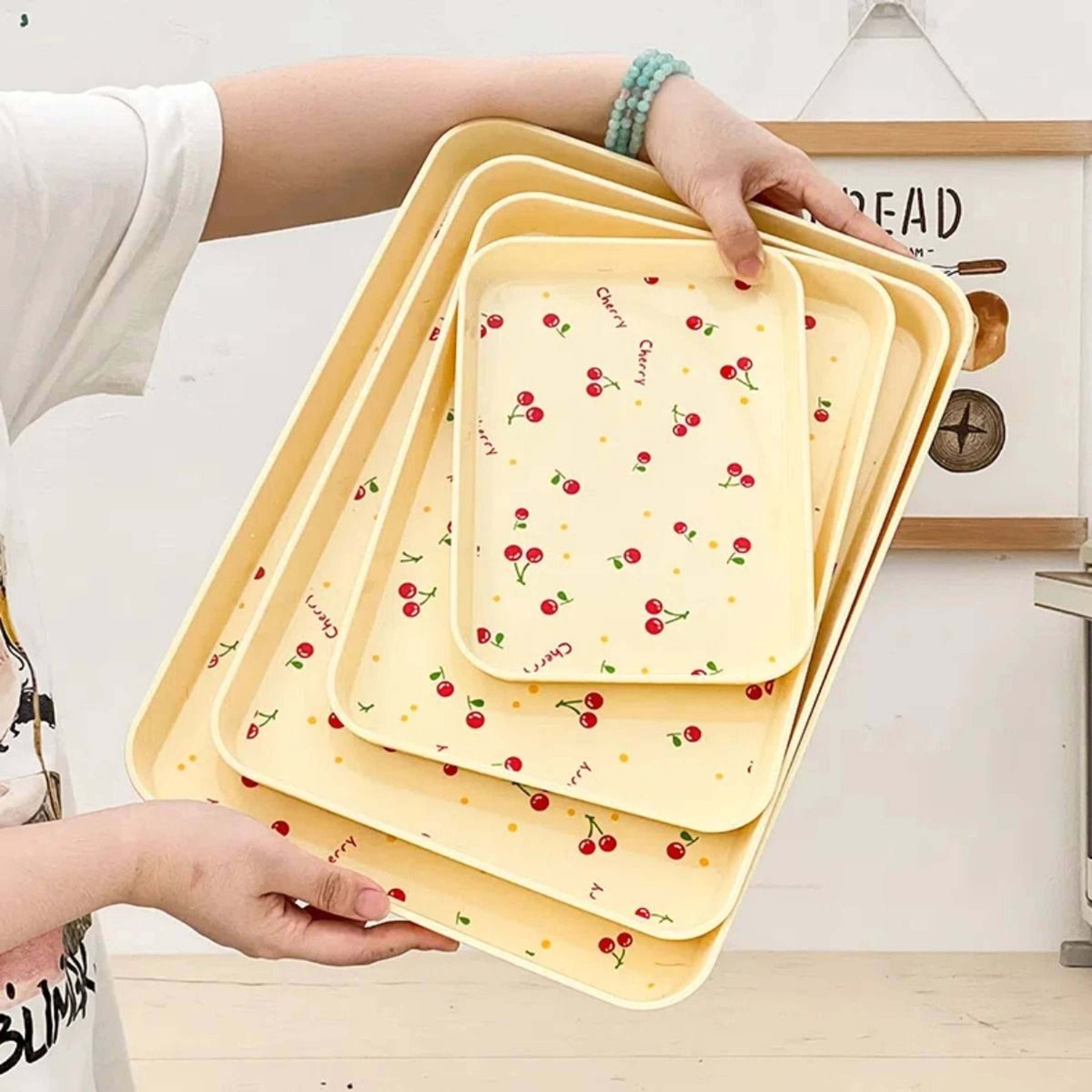Retro Cherry Pattern Serving  Display Tray 0